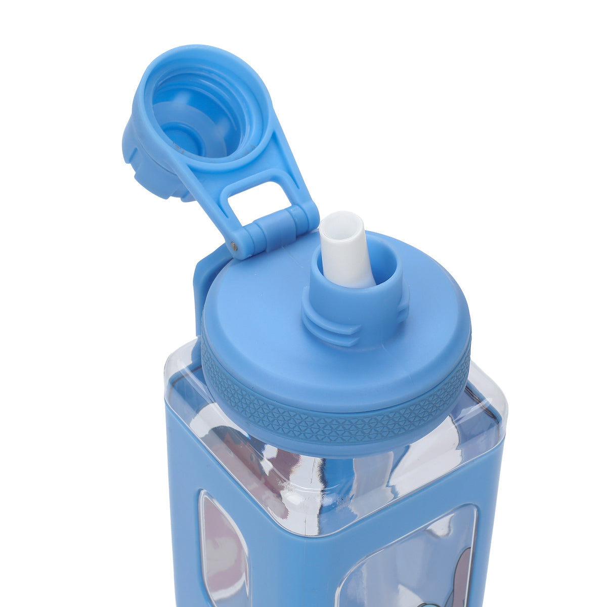 Lilo & Stitch Waving Characters 24 oz Blue Square Plastic Water Bottle