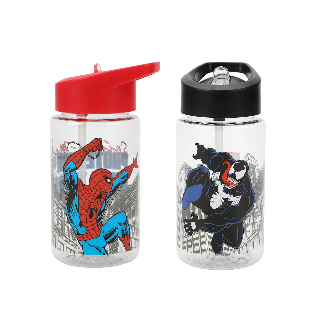 Marvel Spider-Man & Venom 2-Pack 14 Oz Plastic Water Bottle Set