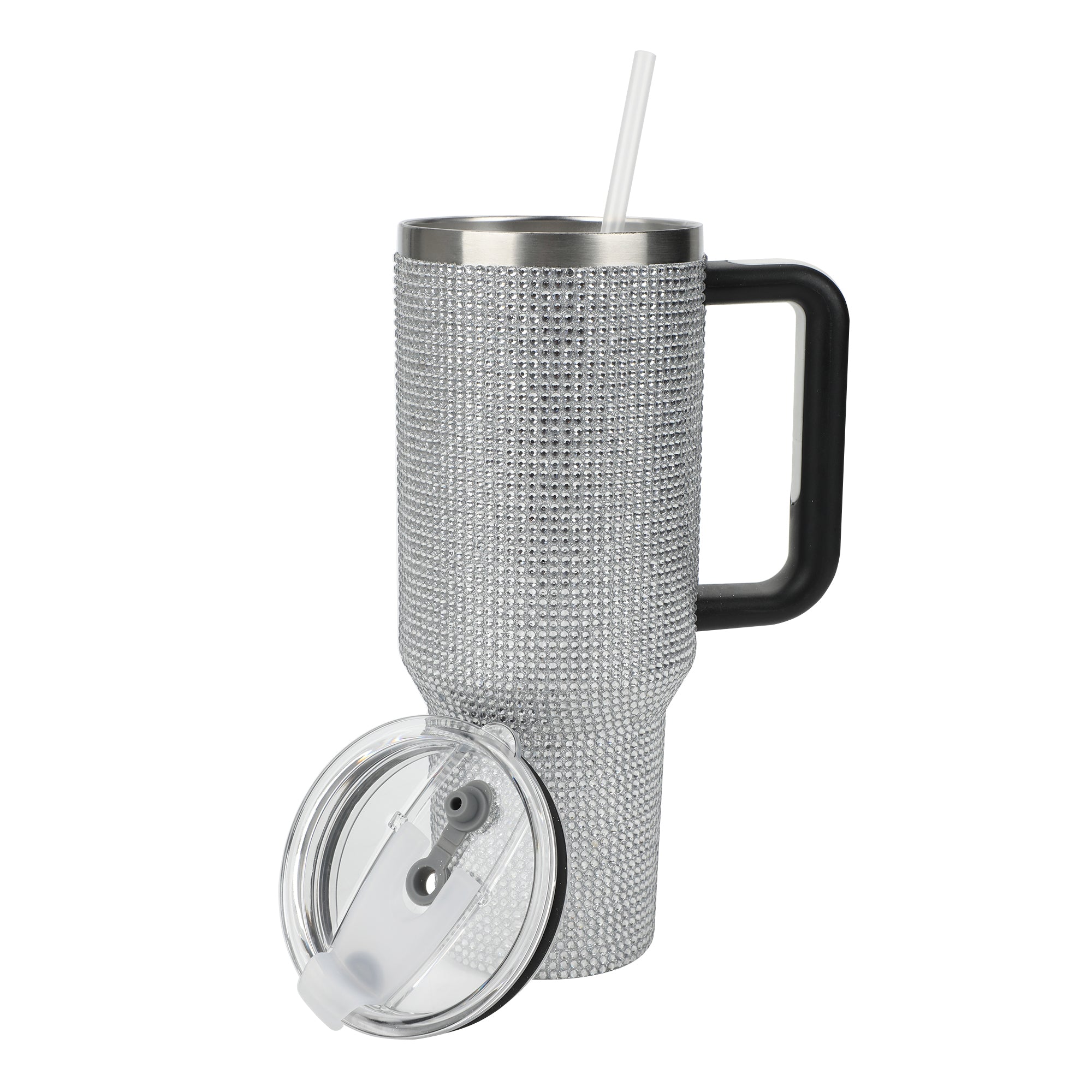Silver Rhinestone 40 Oz Stainless Steel Tumbler