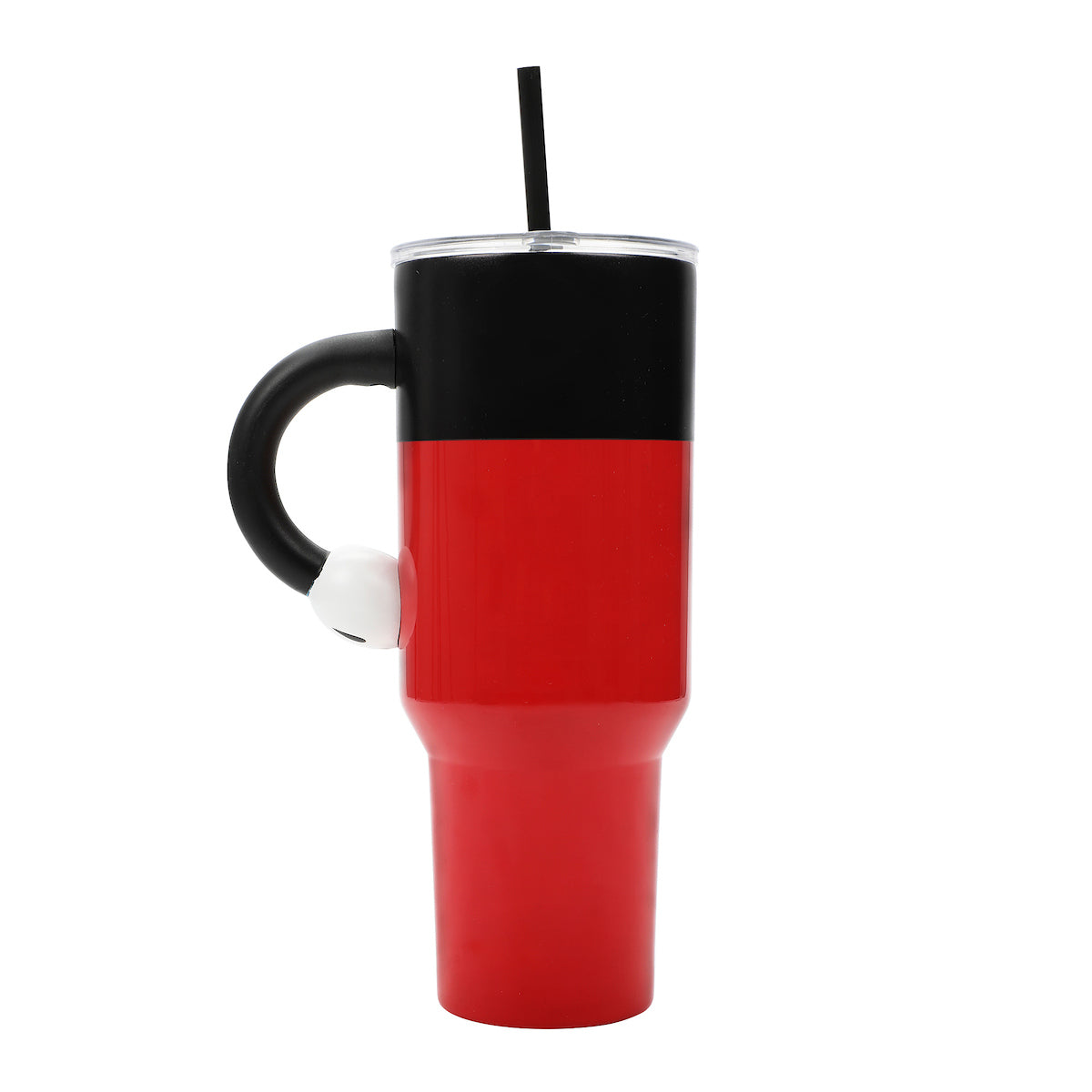 Disney Mickey Mouse Vacuum Insulated 40 Oz. Stainless Steel Tumbler with Sculpted Arm Handle Leak-Proof Lid & Straw for Travel or Home