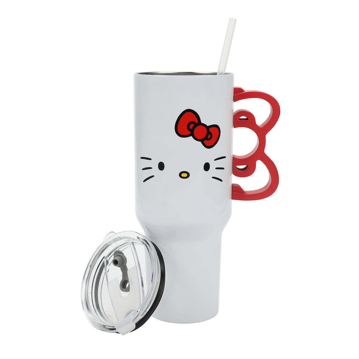 Hello Kitty Vacuum Insulated 40 Oz. Stainless Steel Tumbler with Sculpted Bow Handle & Leak-Proof Lid for Travel or Home
