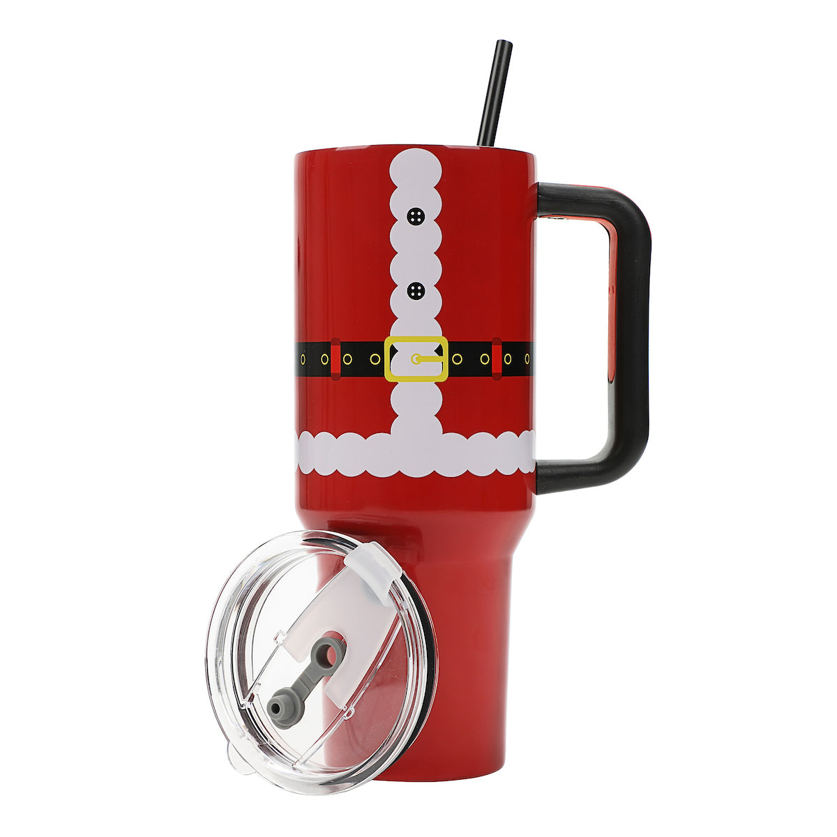 Santa Suit Vacuum Insulated 40 Oz. Stainless Steel Tumbler with Reusable Straw & Leak-Proof Lid Easy Carry Handle for Travel or Home
