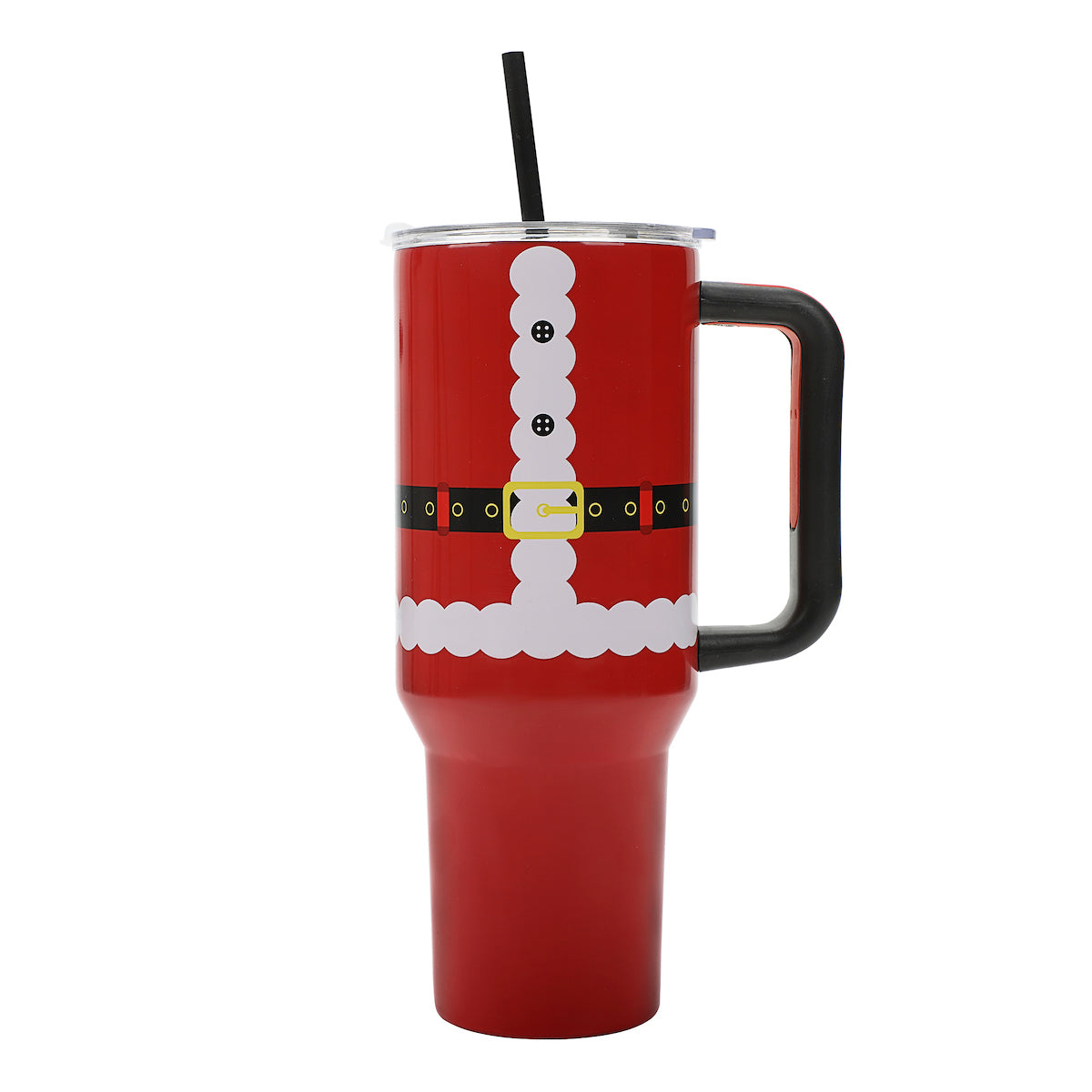 Bioworld Santa Suit Red 40 Oz Stainless Steel Tumbler WIth Handle & Reusable Straw