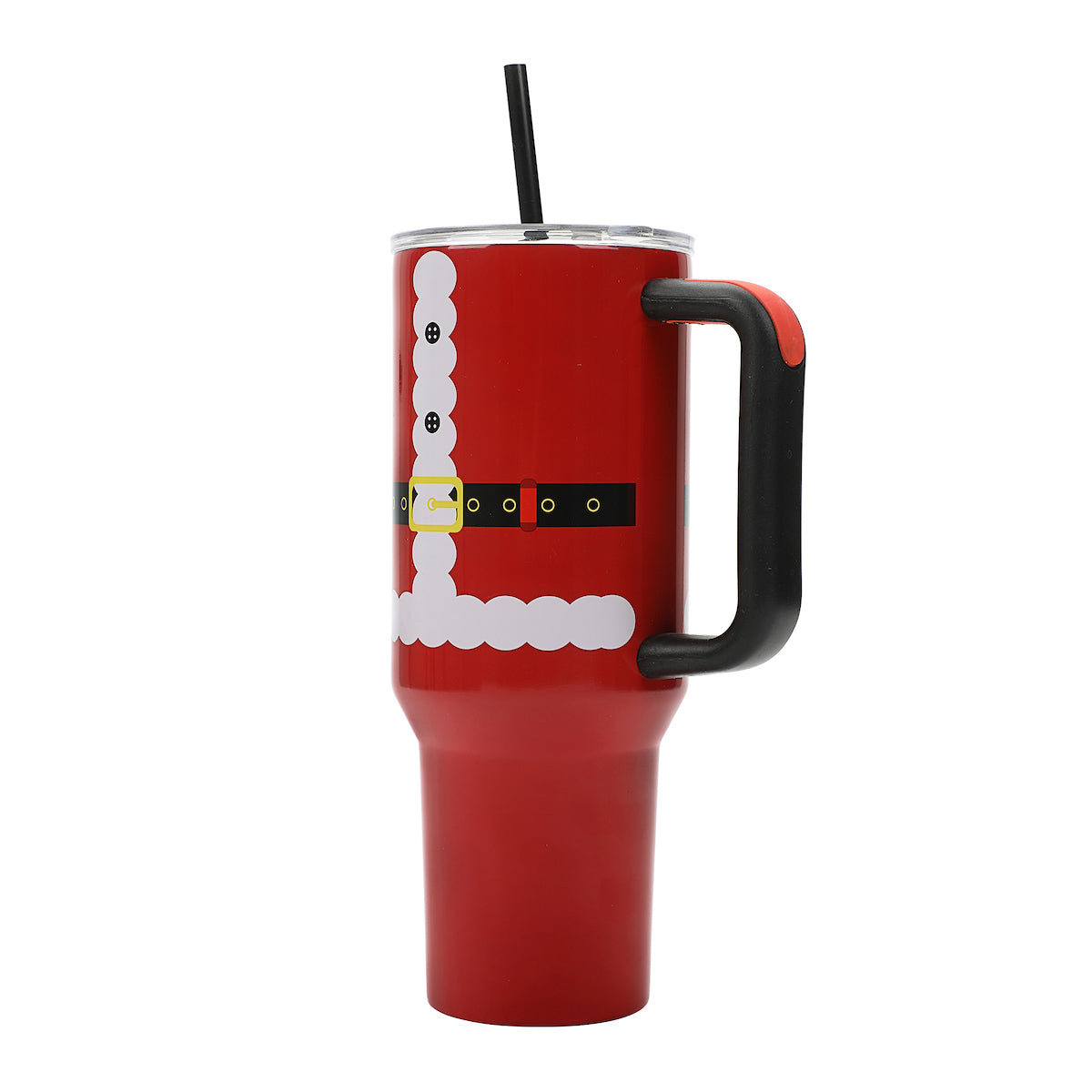 Bioworld Santa Suit Red 40 Oz Stainless Steel Tumbler WIth Handle & Reusable Straw