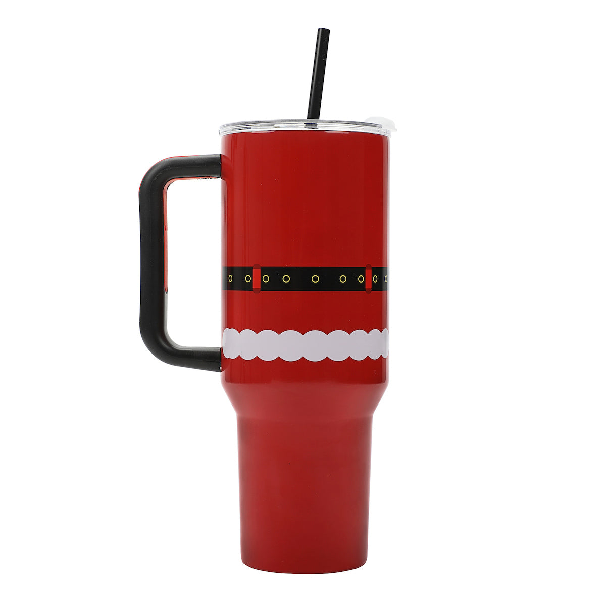 Bioworld Santa Suit Red 40 Oz Stainless Steel Tumbler WIth Handle & Reusable Straw