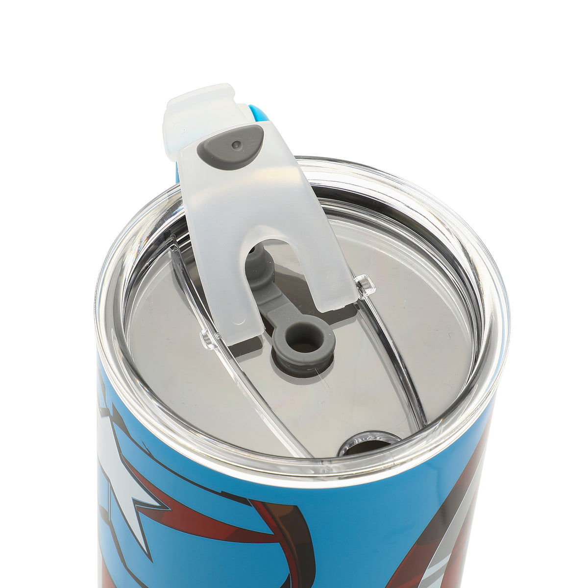Bioworld Marvel Captain America Costume & Shield Vacuum Insulated 40 Oz Blue Stainless Steel Tumbler with Leak-Proof Lid & Easy Carry Handle for Travel or Home