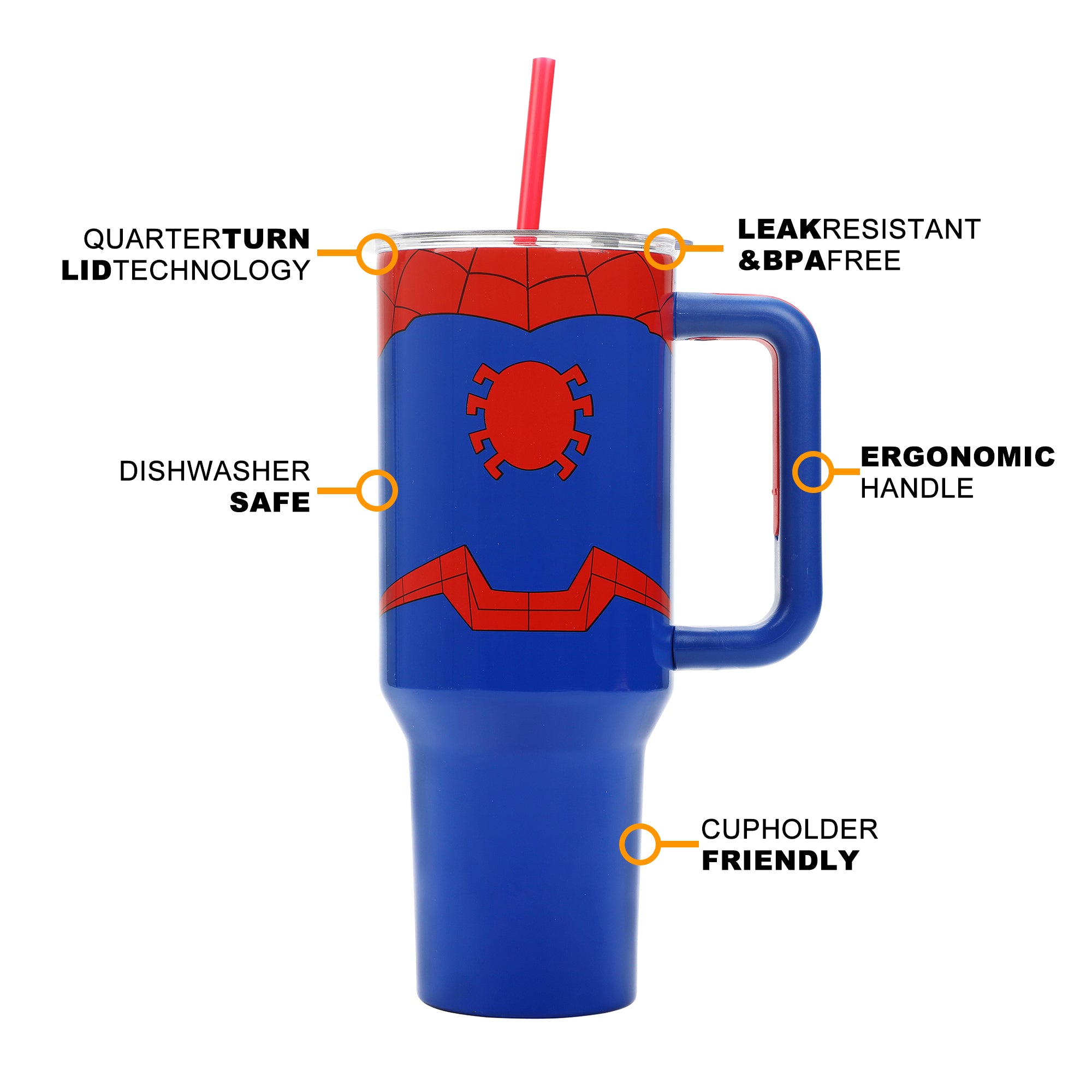 Marvel Spider-Man Costume 40 Oz Stainless Steel Tumbler With Handle-OSFA