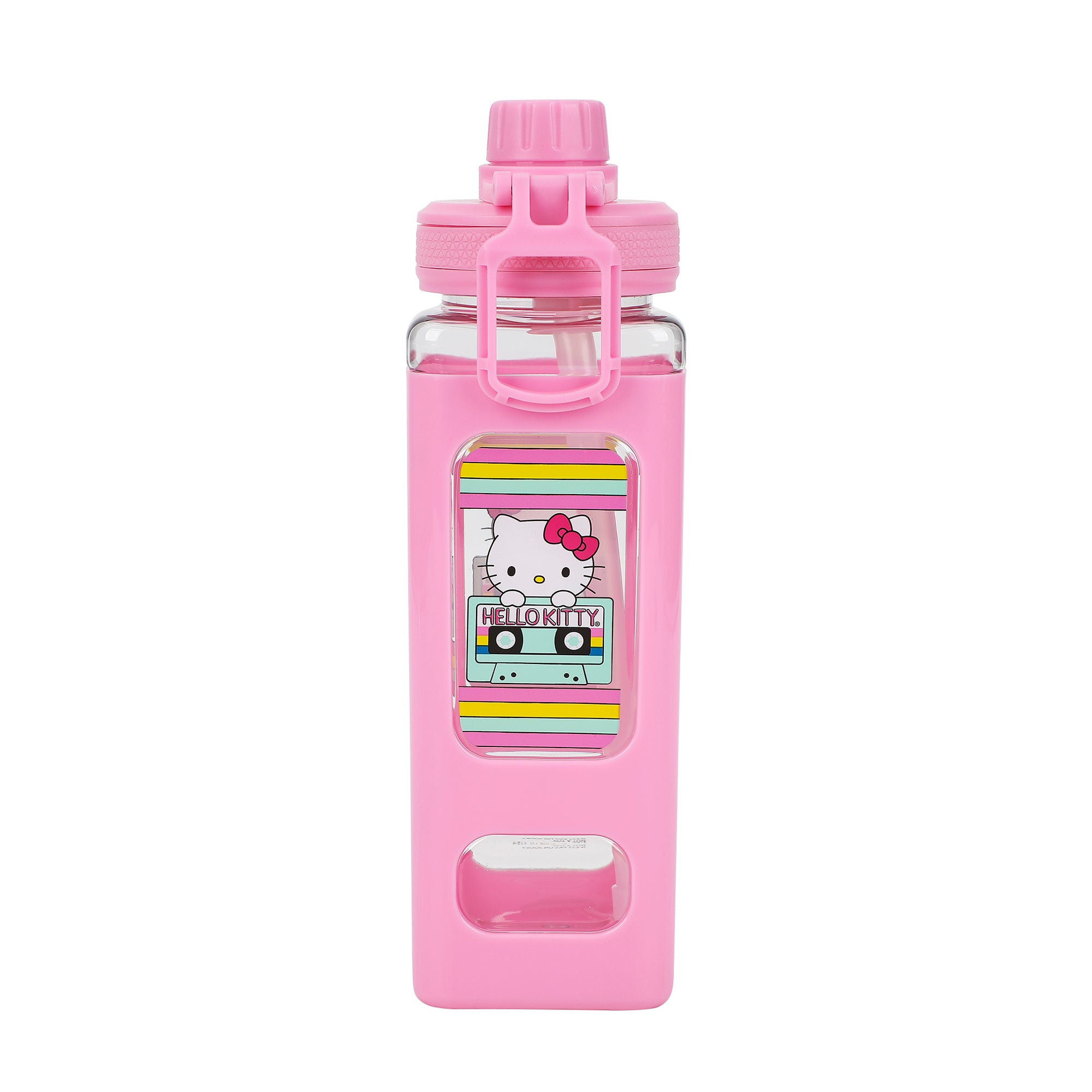 Hello Kitty Cassette Tape 24 Oz Pink Plastic Water Bottle