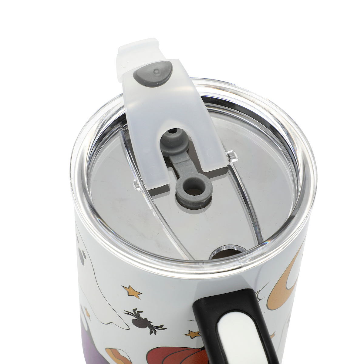 Bioworld Halloween Scary Icons 40 Oz Vacuum Insulated White Stainless Steel Tumbler with Handle & Leak-Proof Lid, Double-Wall Design for Hot or Cold Drinks