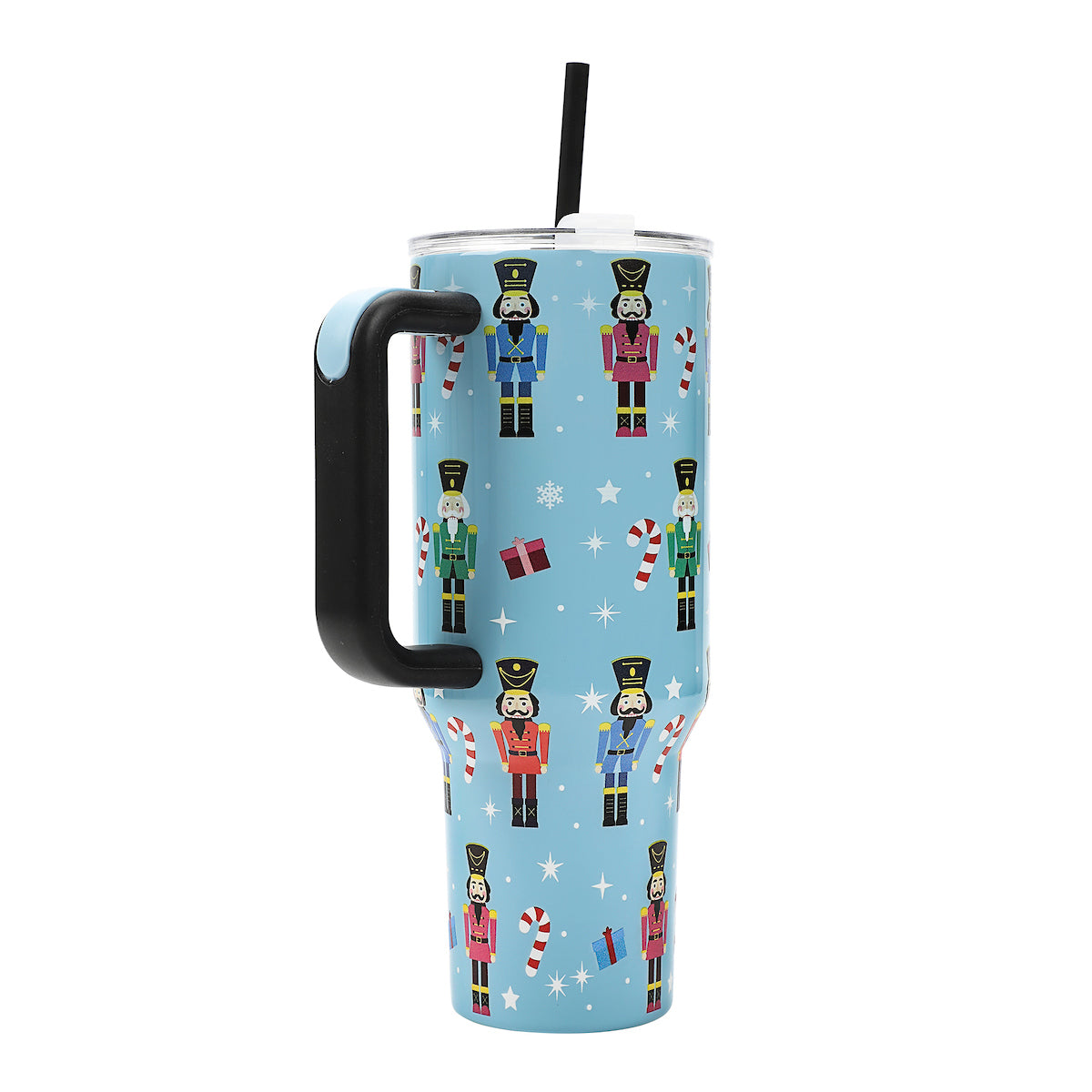 Bioworld Nutcrackers Blue 40 Oz Stainless Steel Tumbler WIth Handle & Reusable Straw