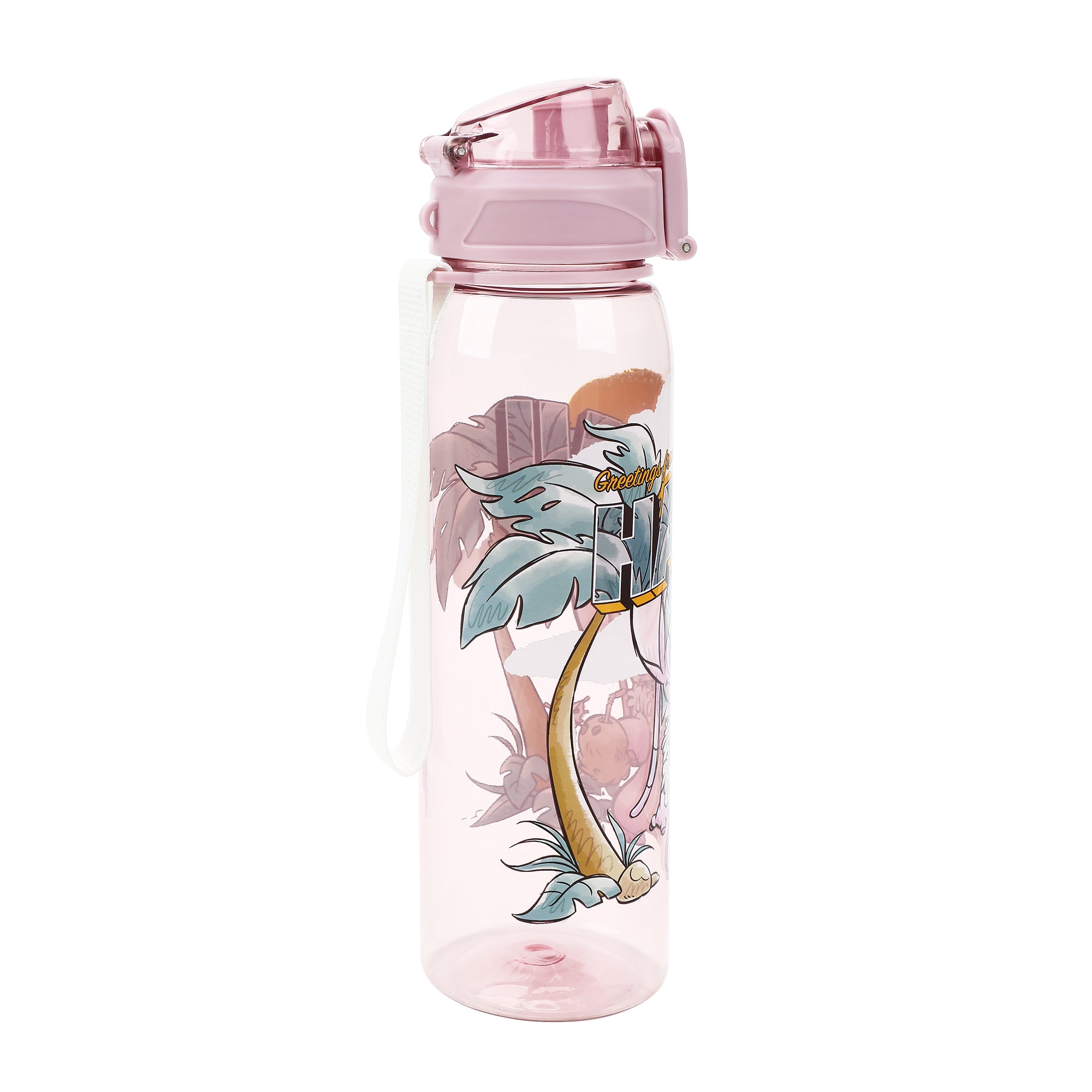 Disney Stitch Angel Greetings From Hawaii Clear Pink 35 Oz Plastic Water Bottle