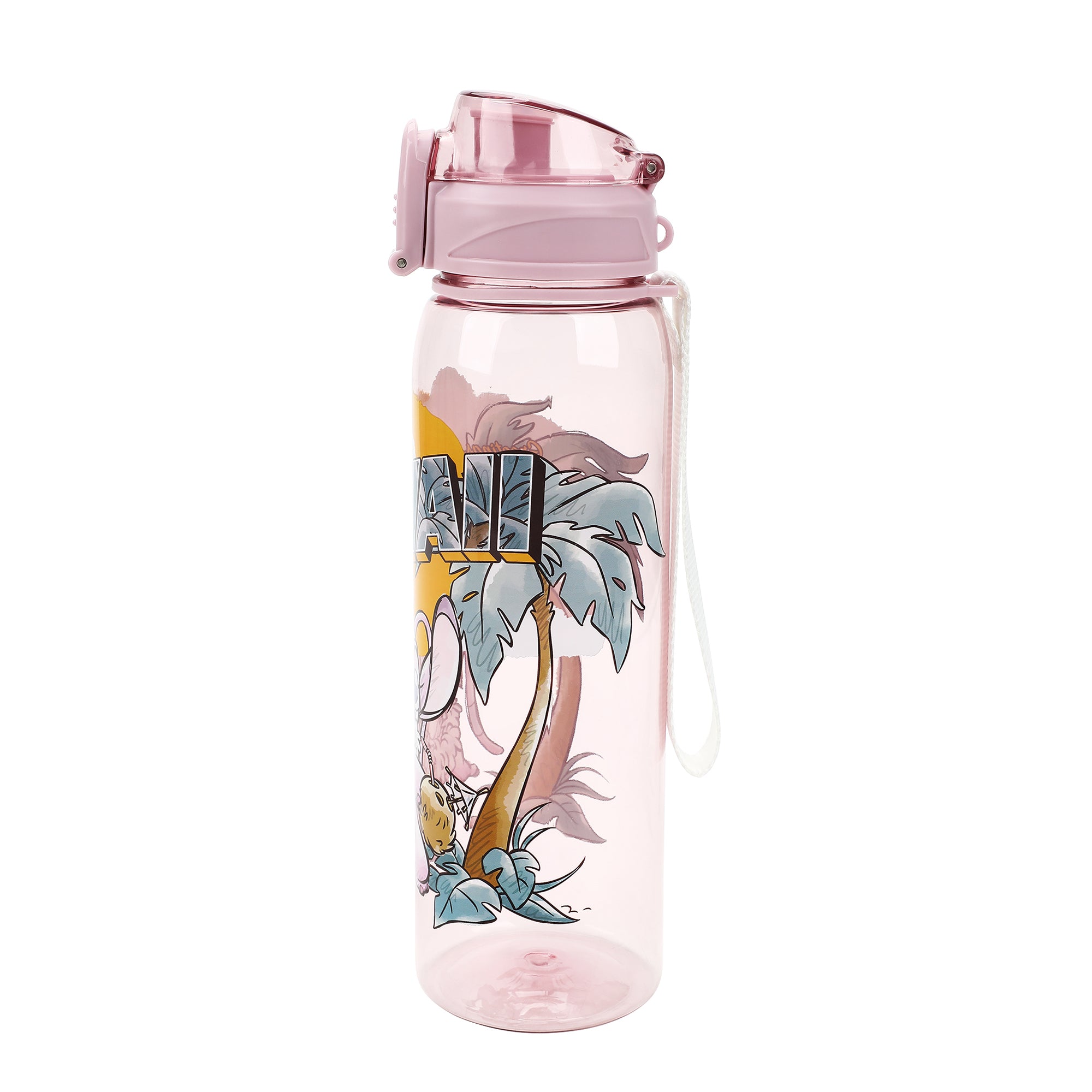 Disney Stitch Angel Greetings From Hawaii Clear Pink 35 Oz Plastic Water Bottle