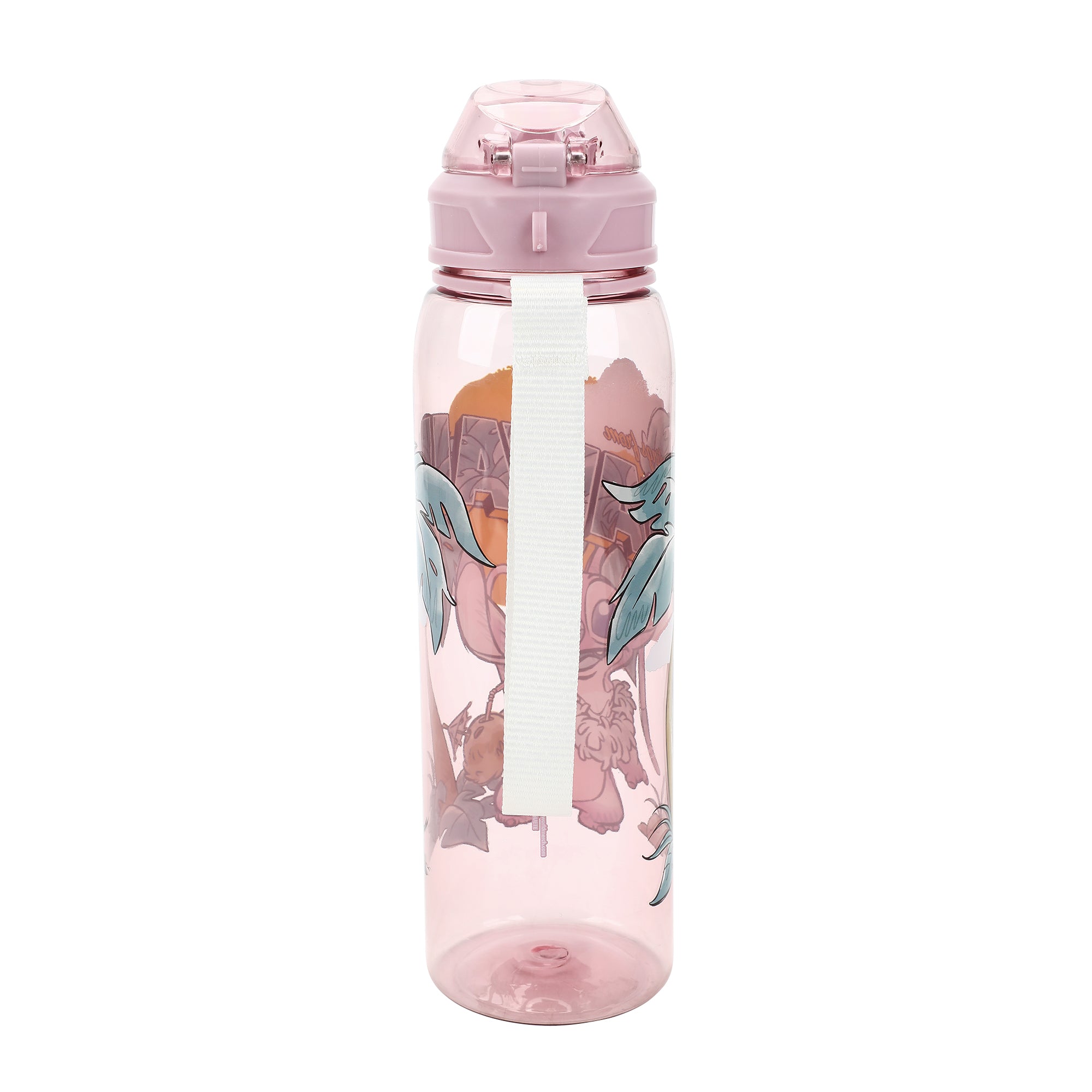 Disney Stitch Angel Greetings From Hawaii Clear Pink 35 Oz Plastic Water Bottle