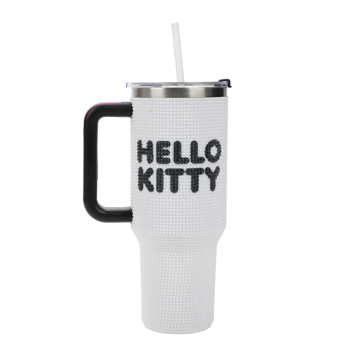 Hello Kitty Character Head White 40 Oz Rhinestone-Coated Stainless Steel Tumbler With Handle-OSFA