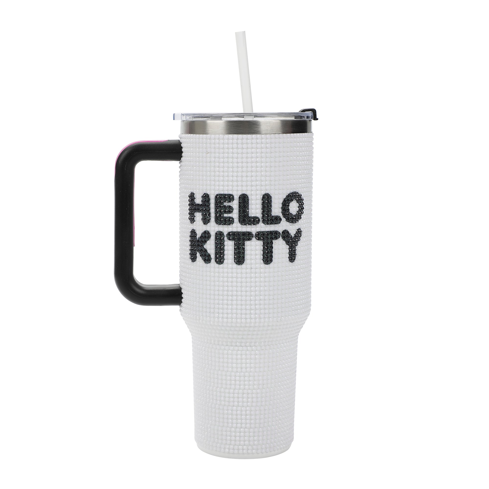 Hello Kitty Character Head White 40 Oz Rhinestone-Coated Stainless Steel Tumbler With Handle-OSFA