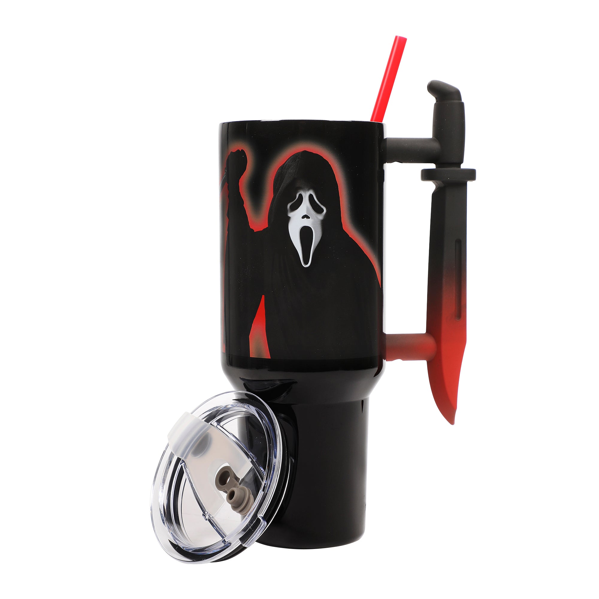 Ghostface Text and Logo 40 Oz. Stainless Steel Tumbler With Dagger Handle