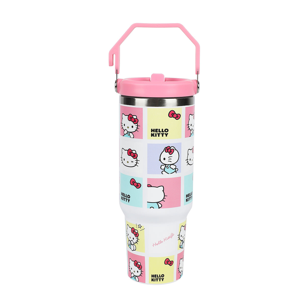 Hello Kitty Character Squares White 40 Oz Stainless Steel Tumbler