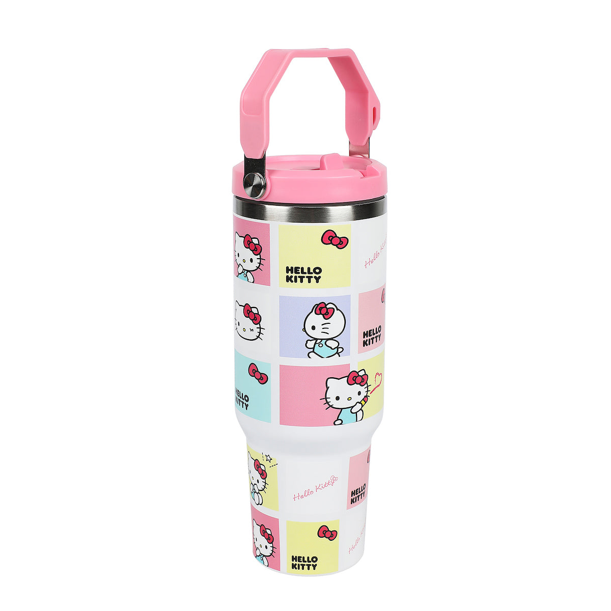 Hello Kitty Character Squares White 40 Oz Stainless Steel Tumbler