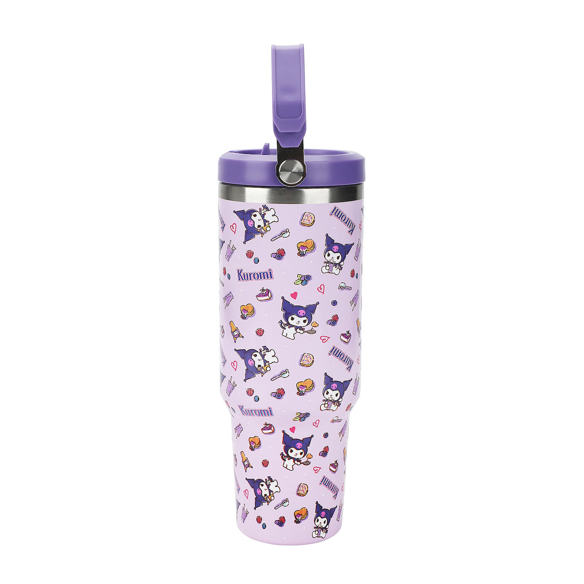 Kuromi Purple All-Over Print 40 Oz Stainless Steel Tumbler With Handle