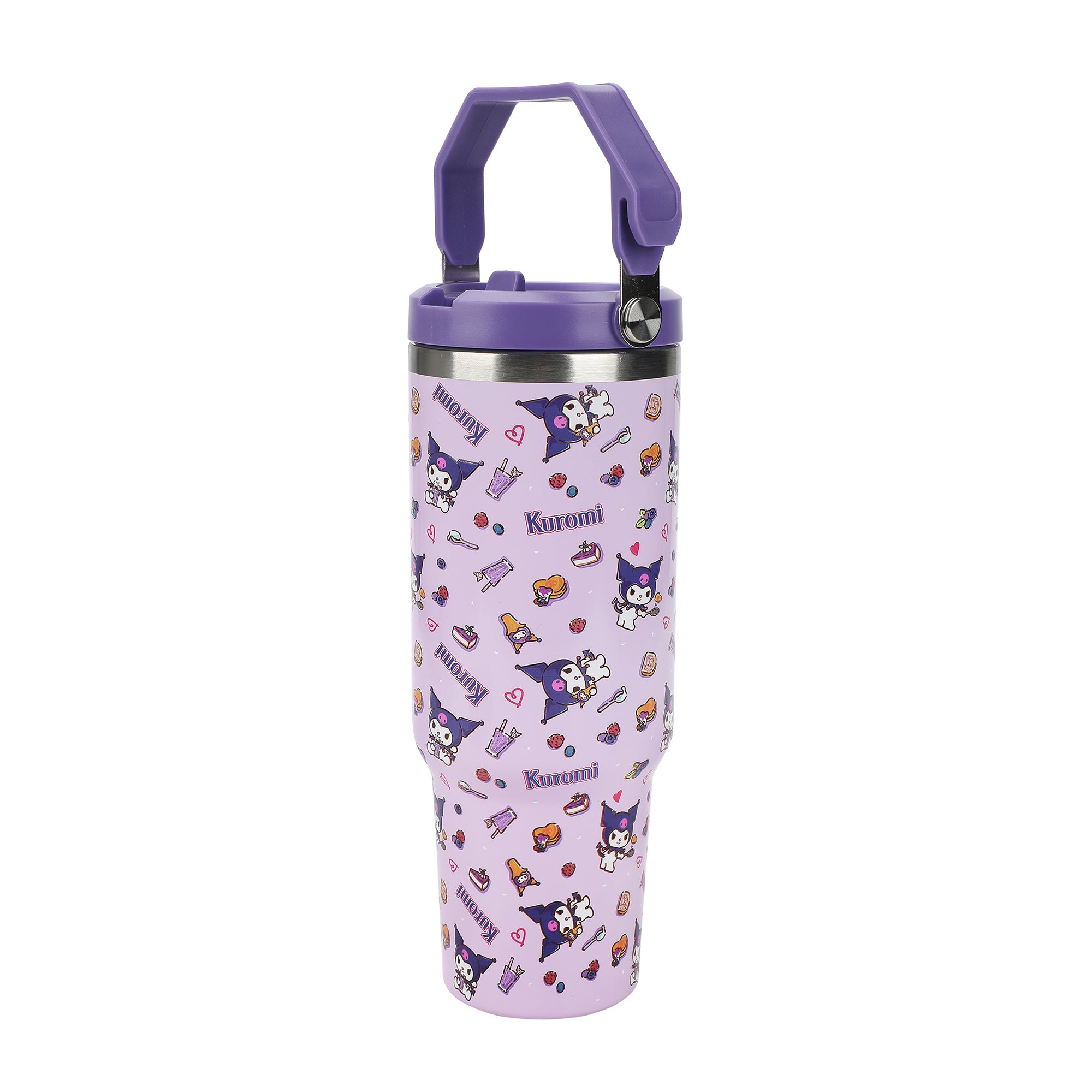 Kuromi Purple All-Over Print 40 Oz Stainless Steel Tumbler With Handle