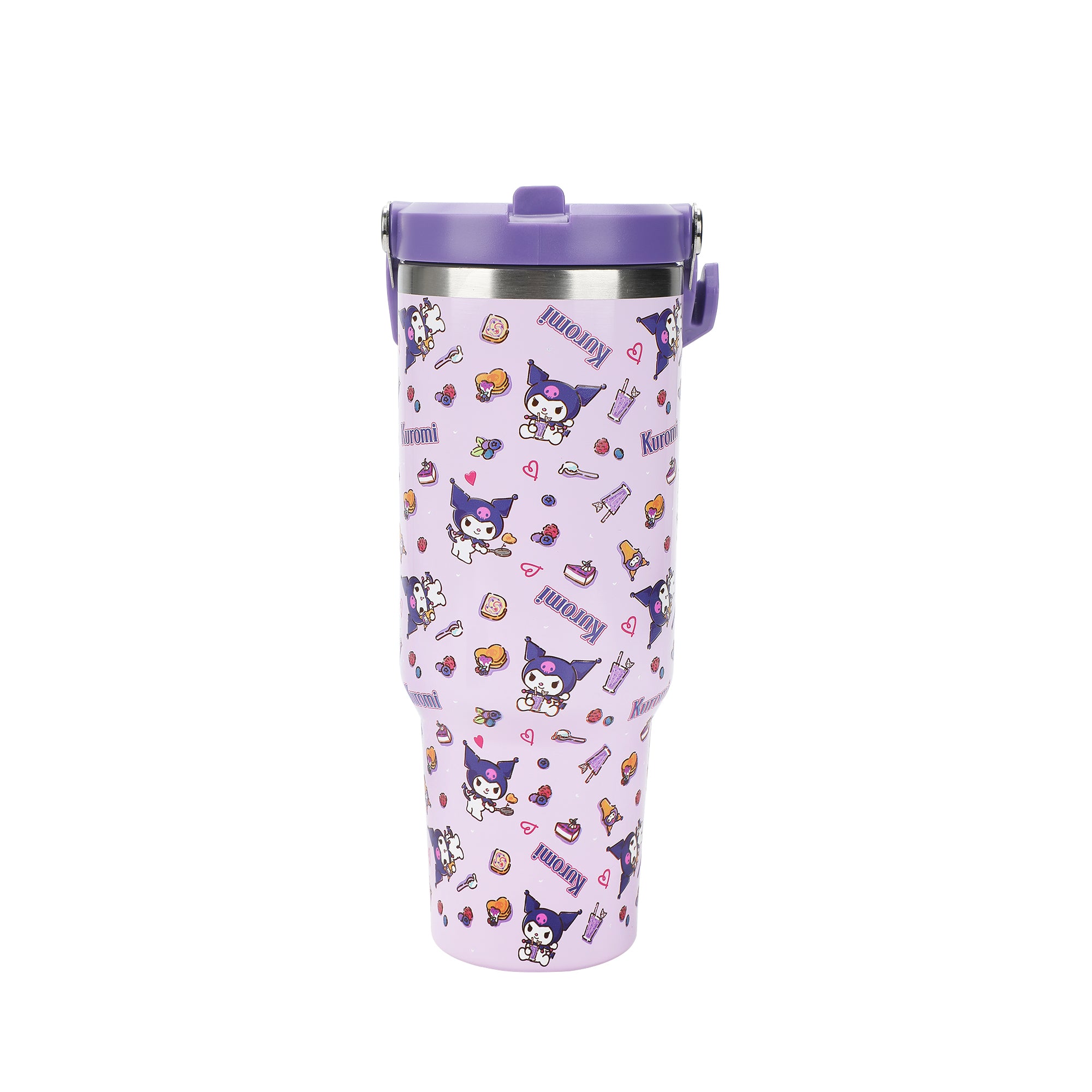 Kuromi Purple All-Over Print 40 Oz Stainless Steel Tumbler With Handle