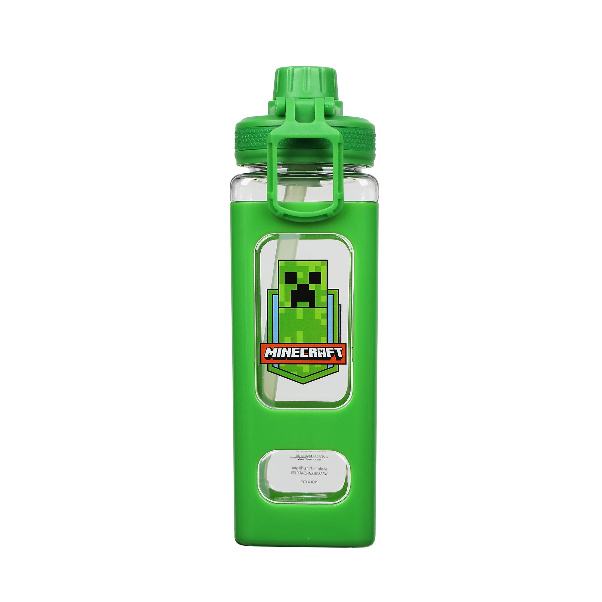 Minecraft Creeper & TNT 24 Oz Square Plastic Water Bottle