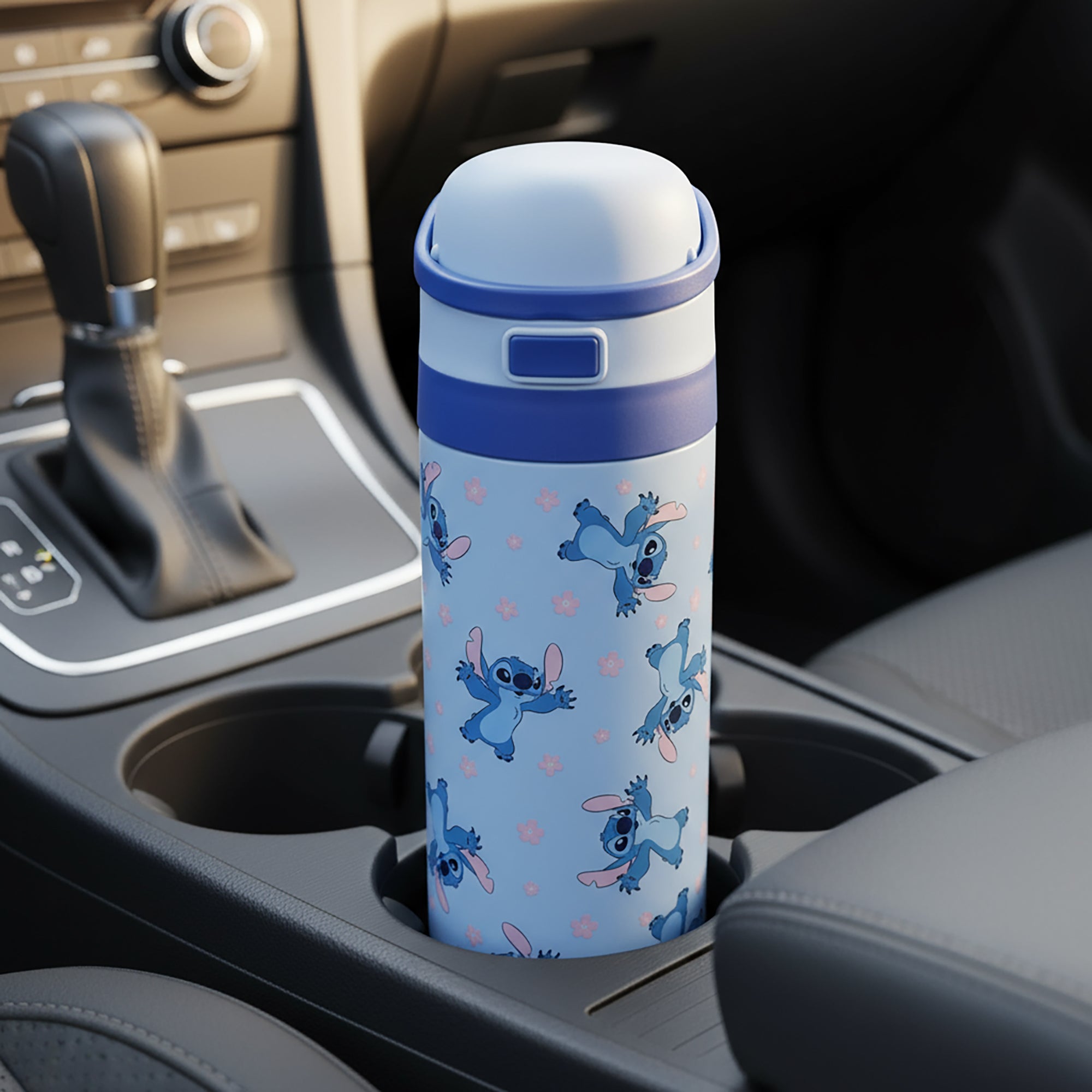Lilo & Stitch All-Over Stitch Print Blue 24 Oz Stainless Steel Water Bottle