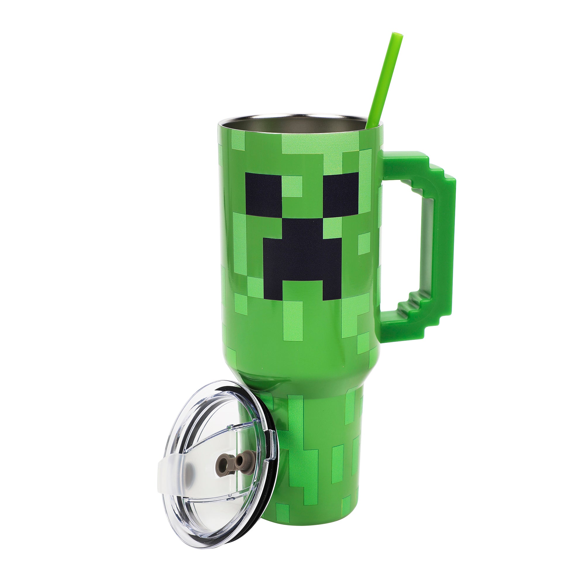 Minecraft Creeper Ultimate 40 Oz. Stainless Steel Tumbler With Pixelated Handle