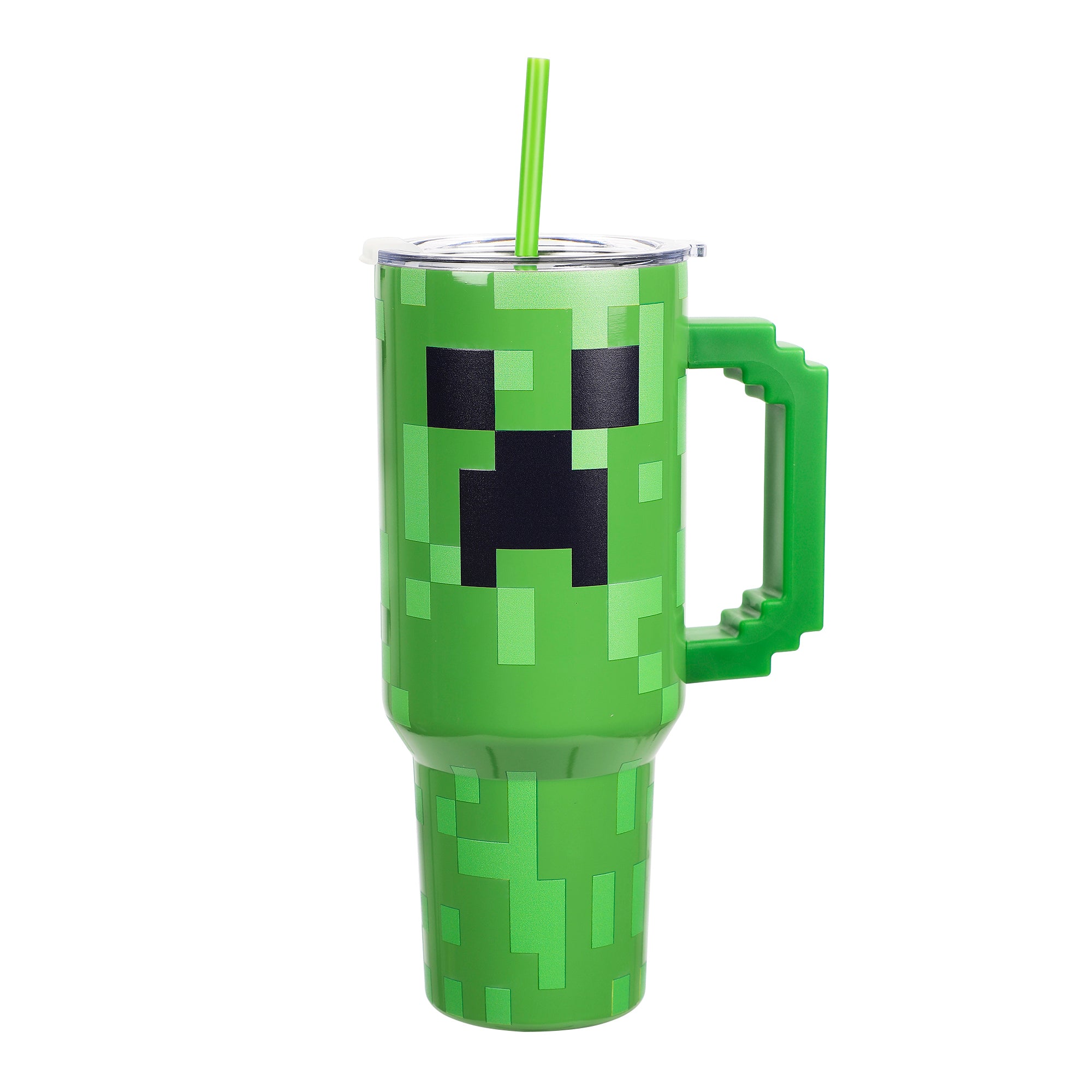 Minecraft Creeper Ultimate 40 Oz. Stainless Steel Tumbler With Pixelated Handle
