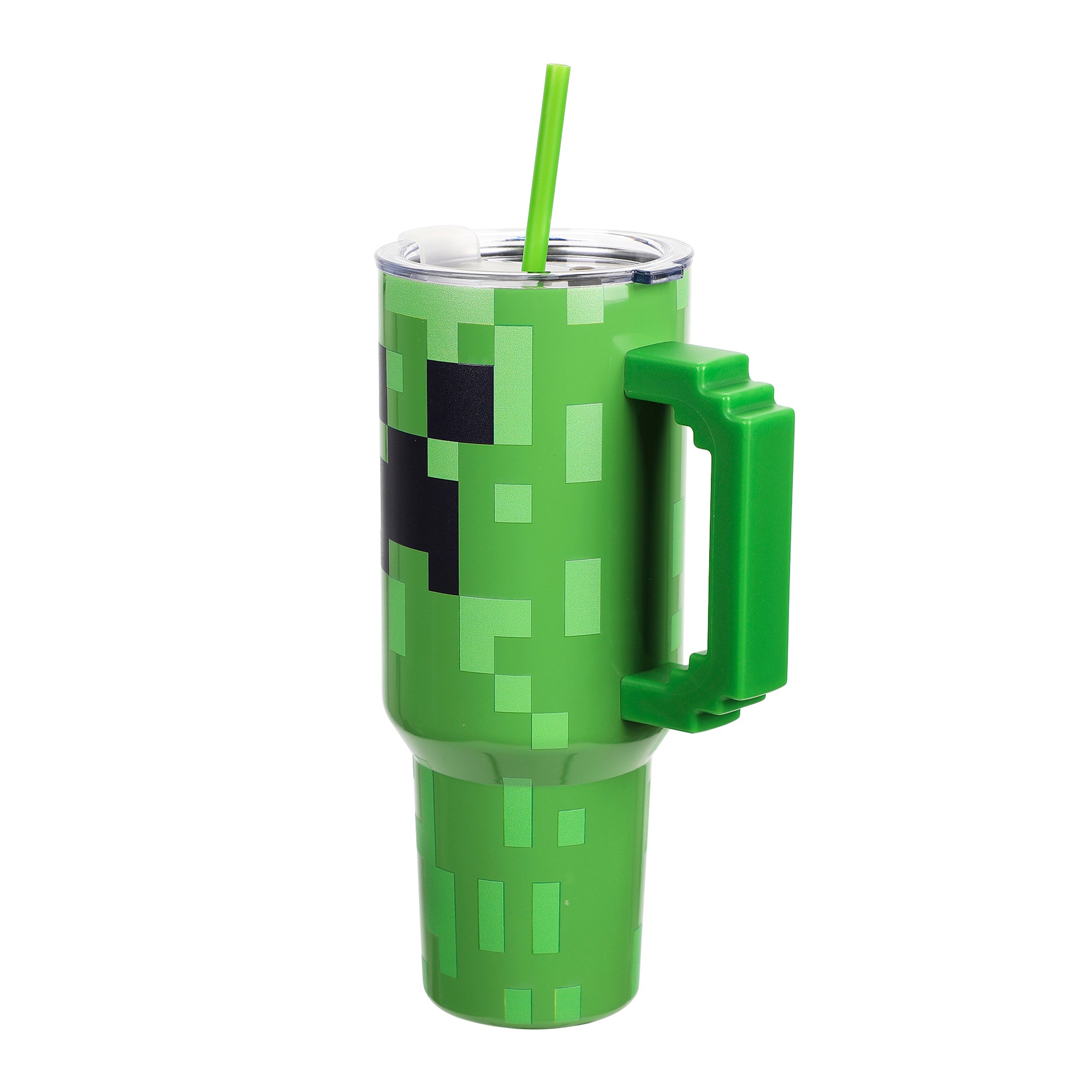 Minecraft Creeper Ultimate 40 Oz. Stainless Steel Tumbler With Pixelated Handle