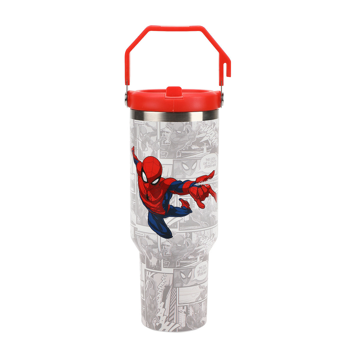 Spider-Man Web Swinging Poses White 40 Oz Stainless Steel Water Bottle