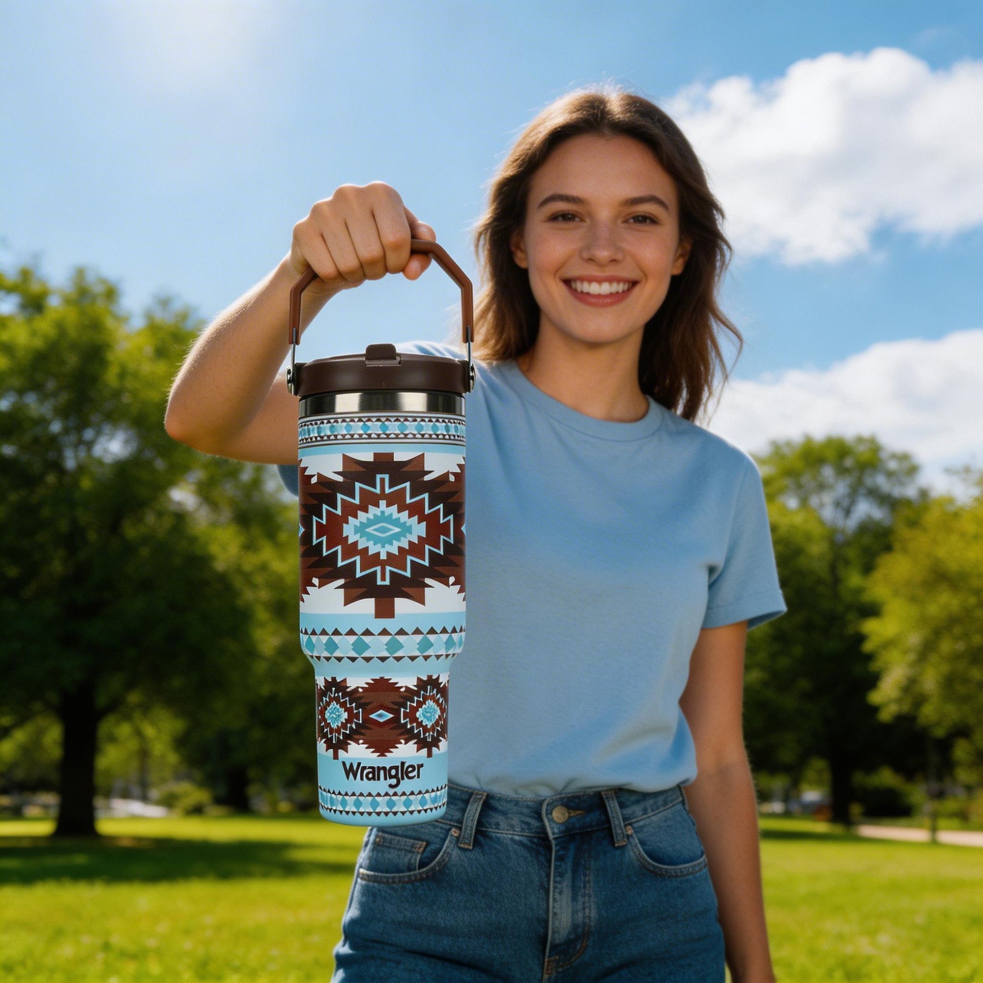 Wrangler Native Pattern 40 Oz Stainless Steel Water Bottle