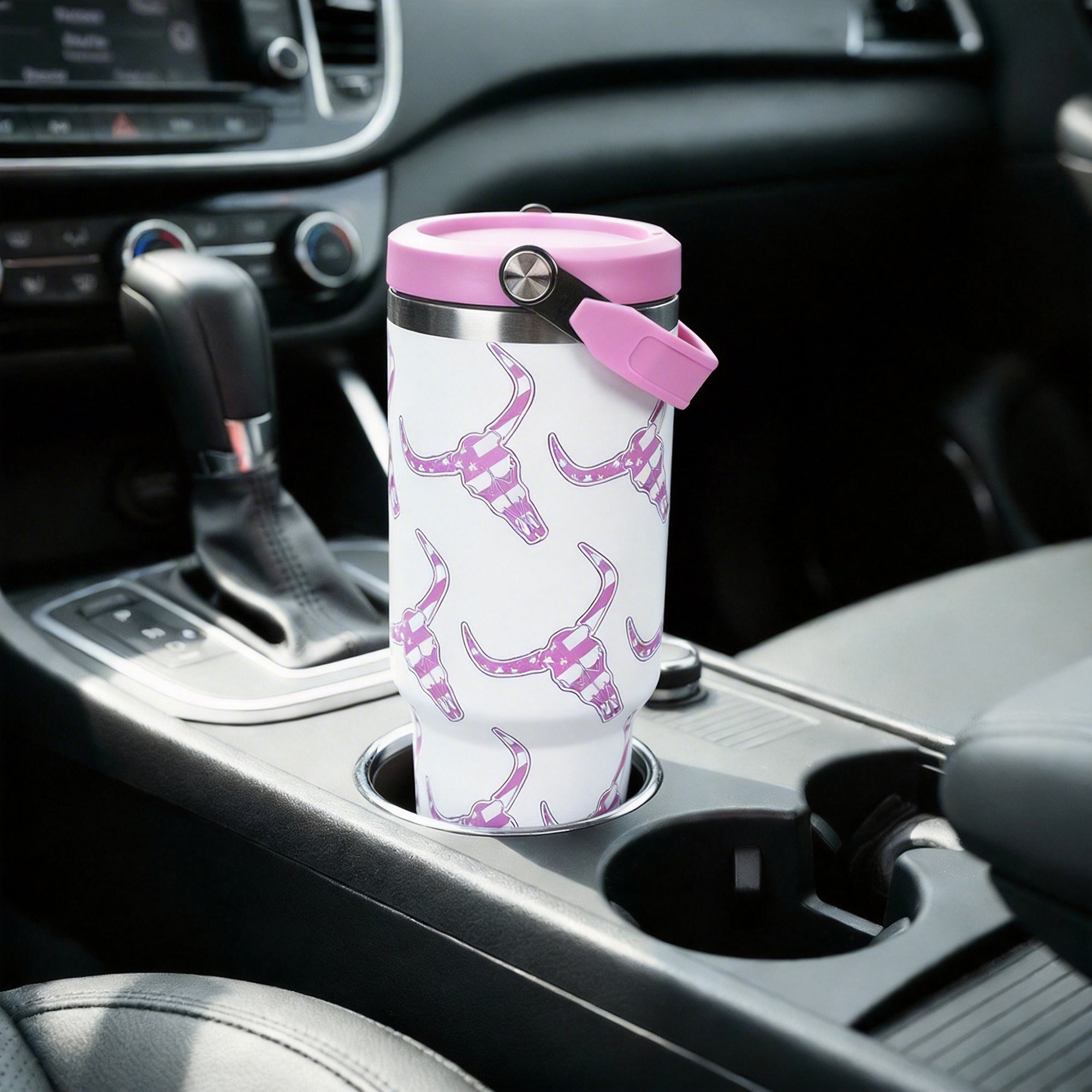 Wrangler Patriotic Cow Skull White 40 Oz Stainless Steel Water Bottle
