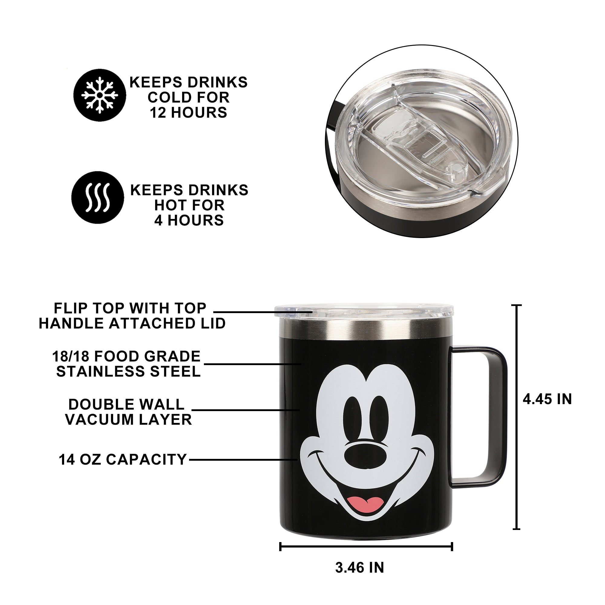 Mickey Mouse 14 Oz. Vacuum Sealed Stainless Steel Coffee Mug