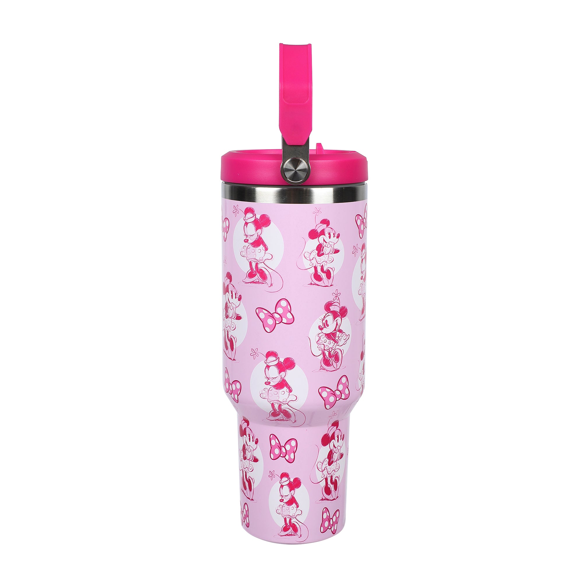 Disney Minnie Mouse & Bows All-Over Print 40 Oz Pink Stainless Steel Water Bottle