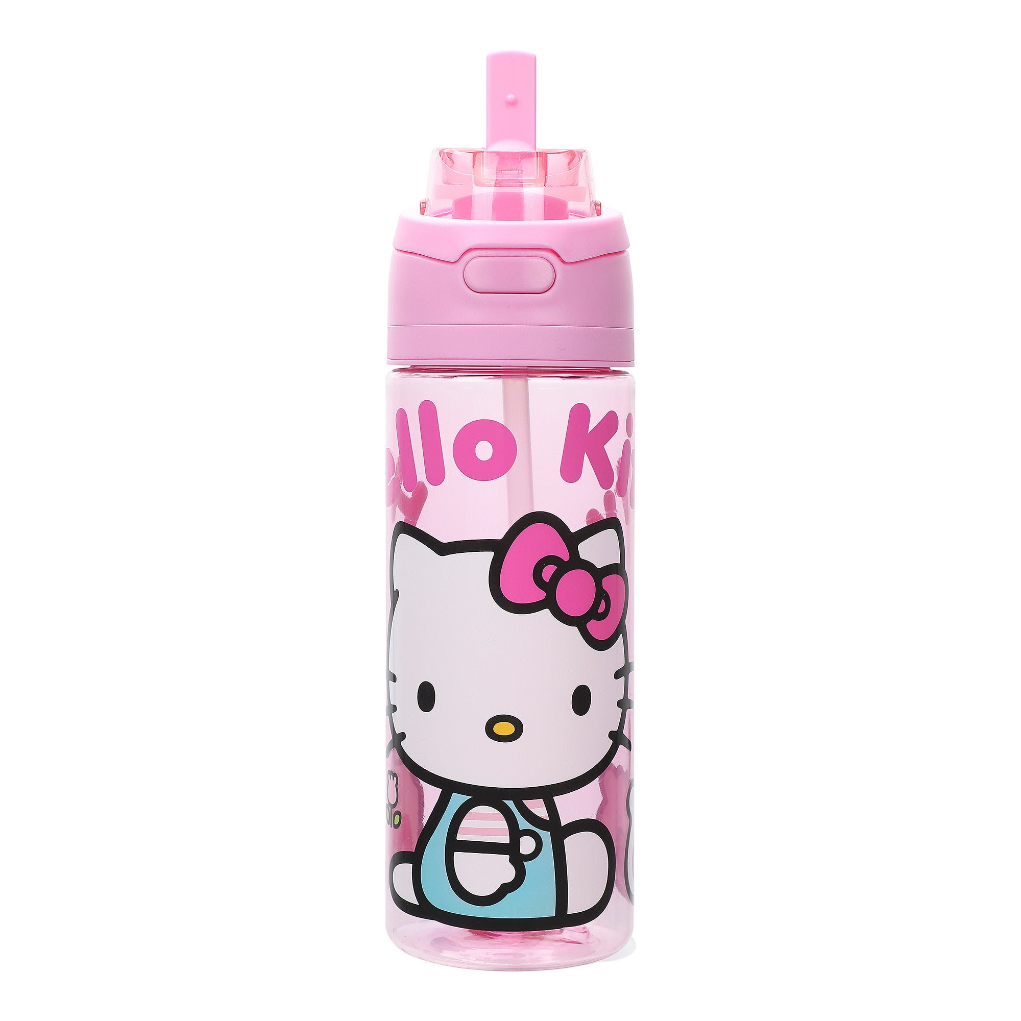 Hello Kitty Mushrooms & Milkshake Pink 24 Oz Plastic Water Bottle With Dual Spout Lid