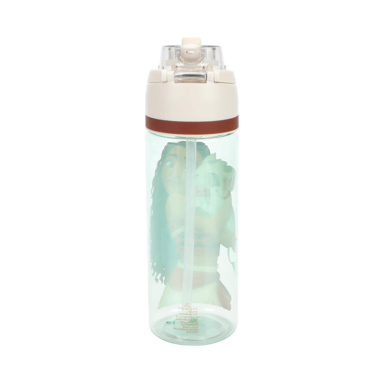 Moana & Pua Blue 24 Oz Plastic Water Bottle With Dual Spout Lid