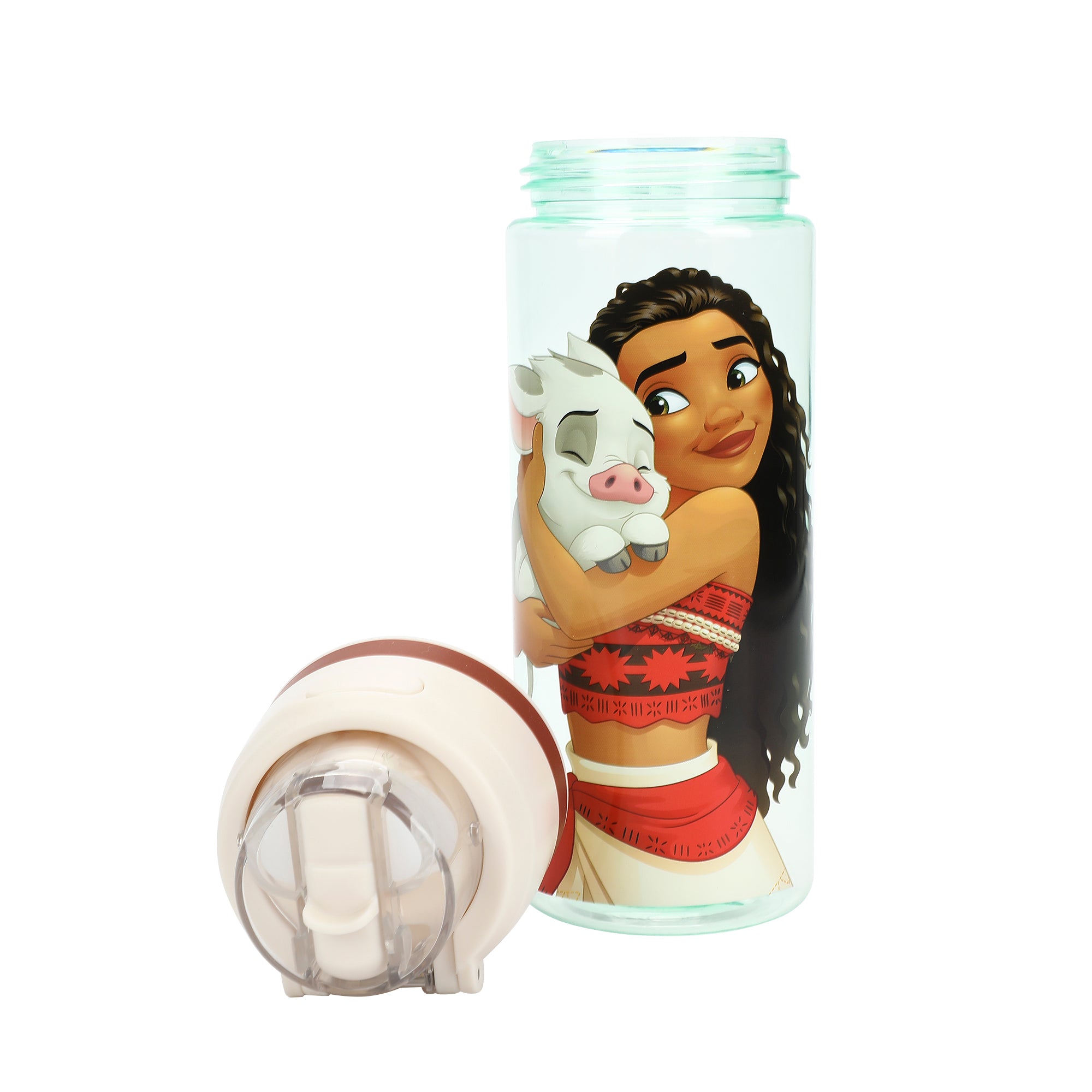 Moana & Pua Blue 24 Oz Plastic Water Bottle With Dual Spout Lid