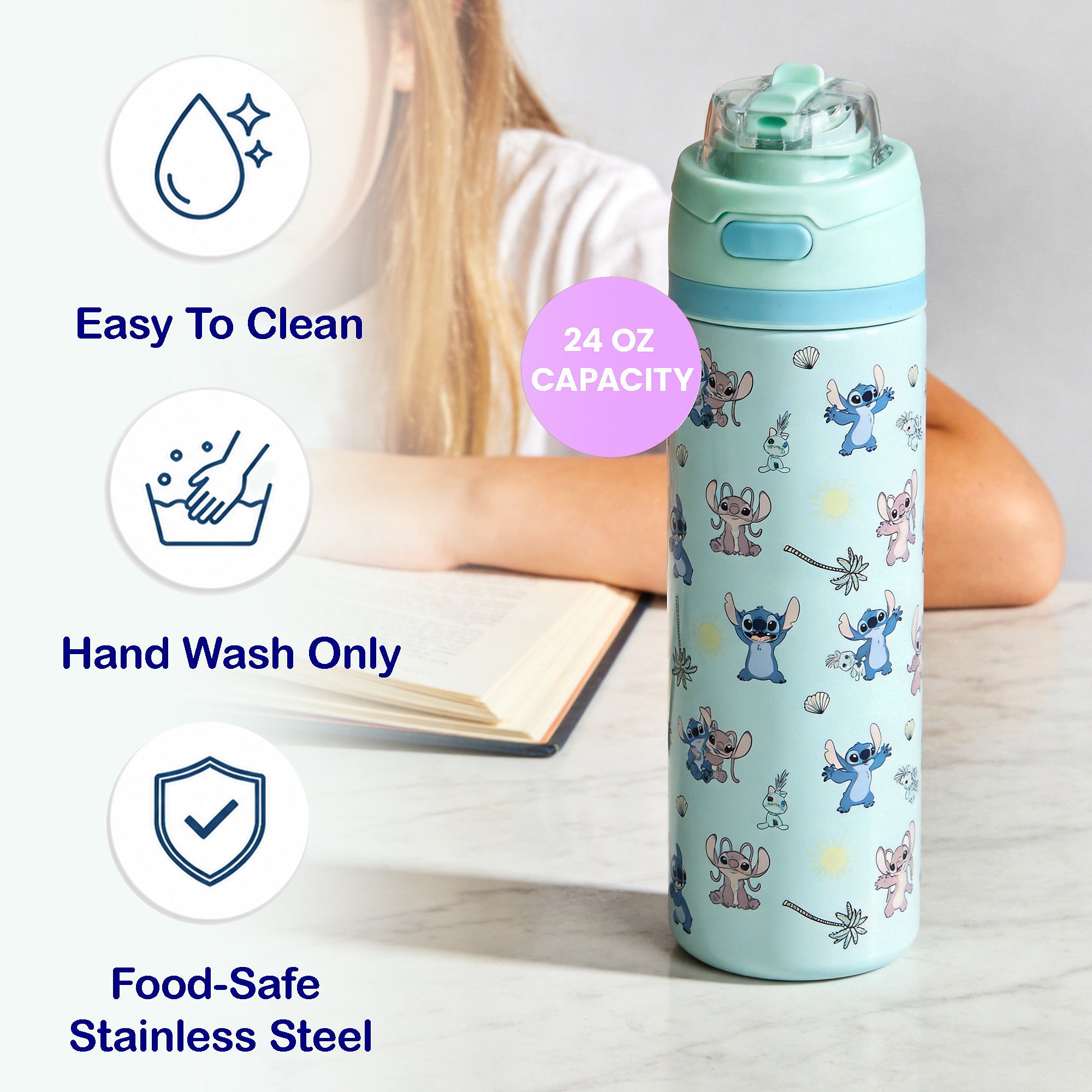 Lilo & Stitch AOP 24 oz Stainless Steel Water Bottle