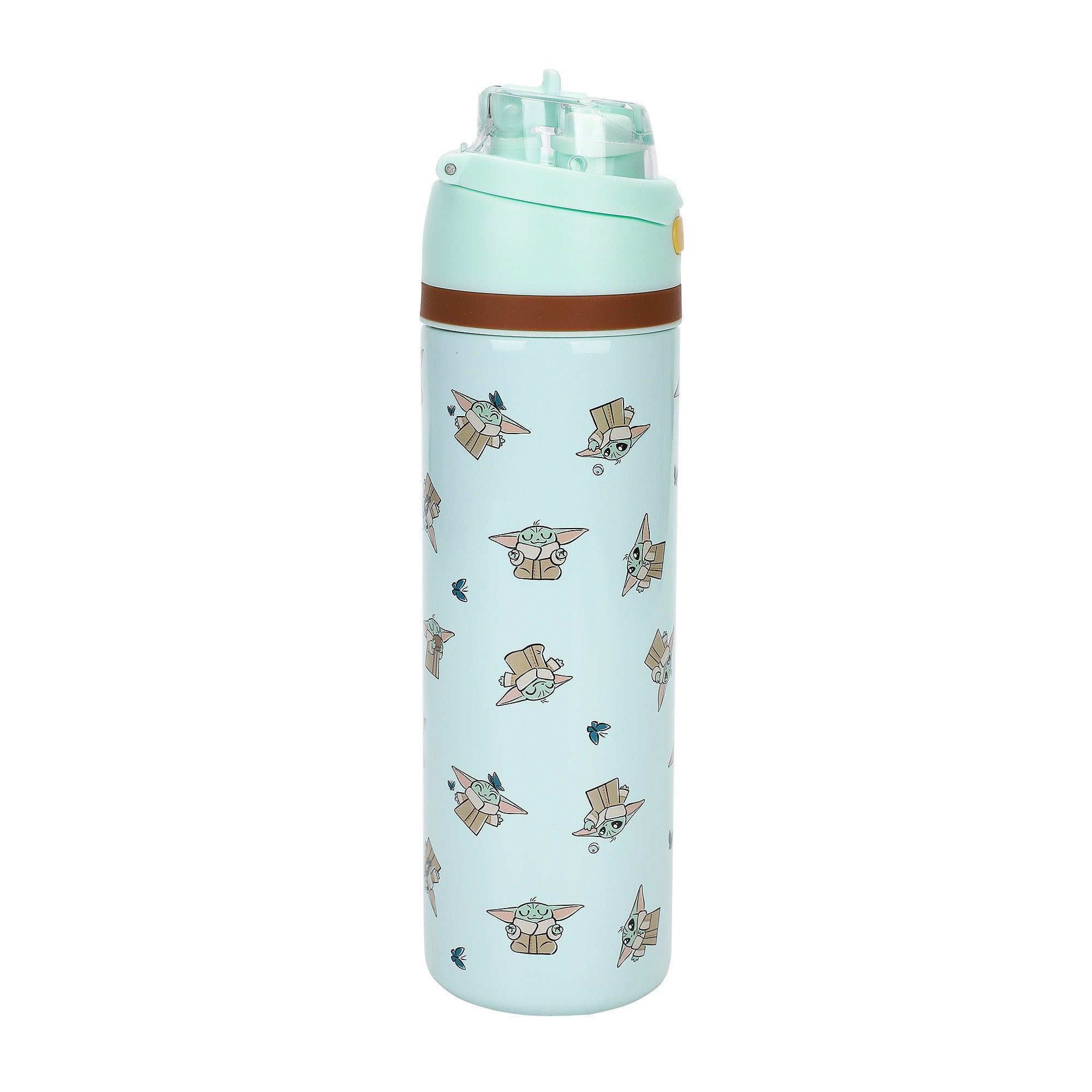 The Mandalorian Grogu All-Over Print Blue 24 Oz Stainless Steel Water Bottle