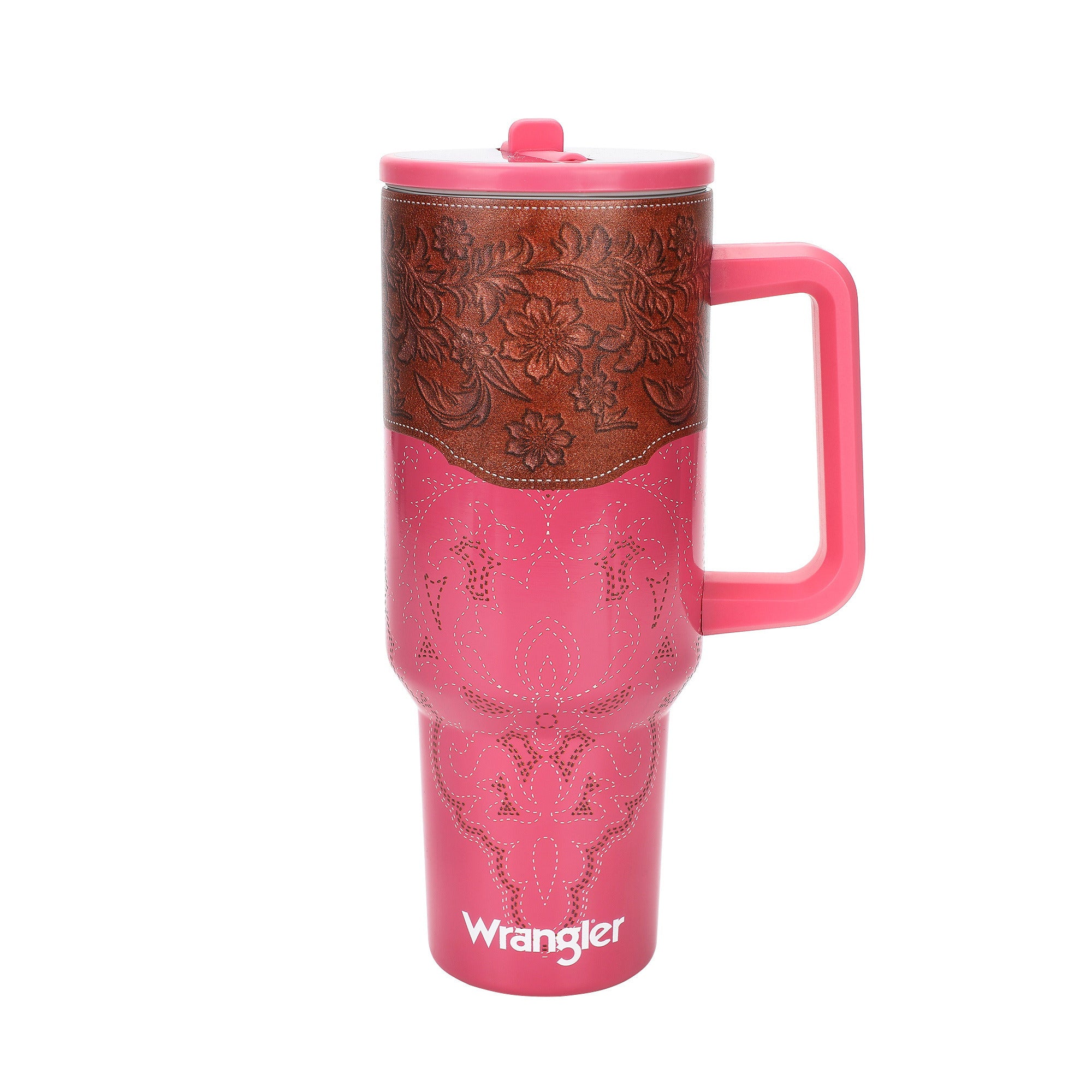 Wrangler Pink & Gold Western Pattern 40 Oz Stainless Steel Water Bottle