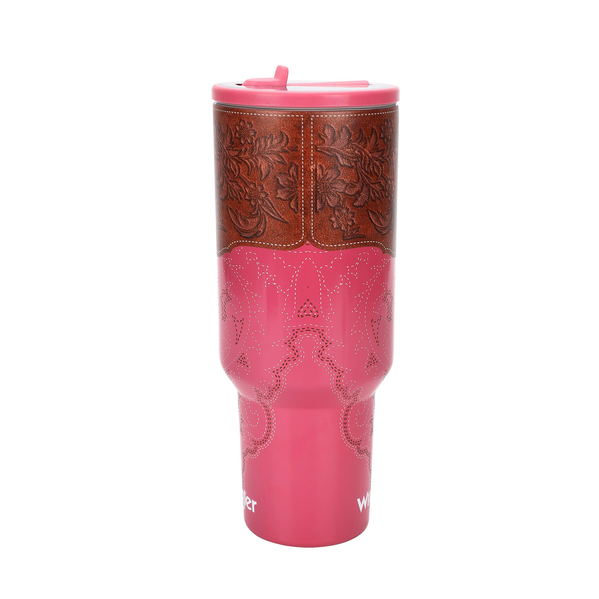Wrangler Pink & Gold Western Pattern 40 Oz Stainless Steel Water Bottle