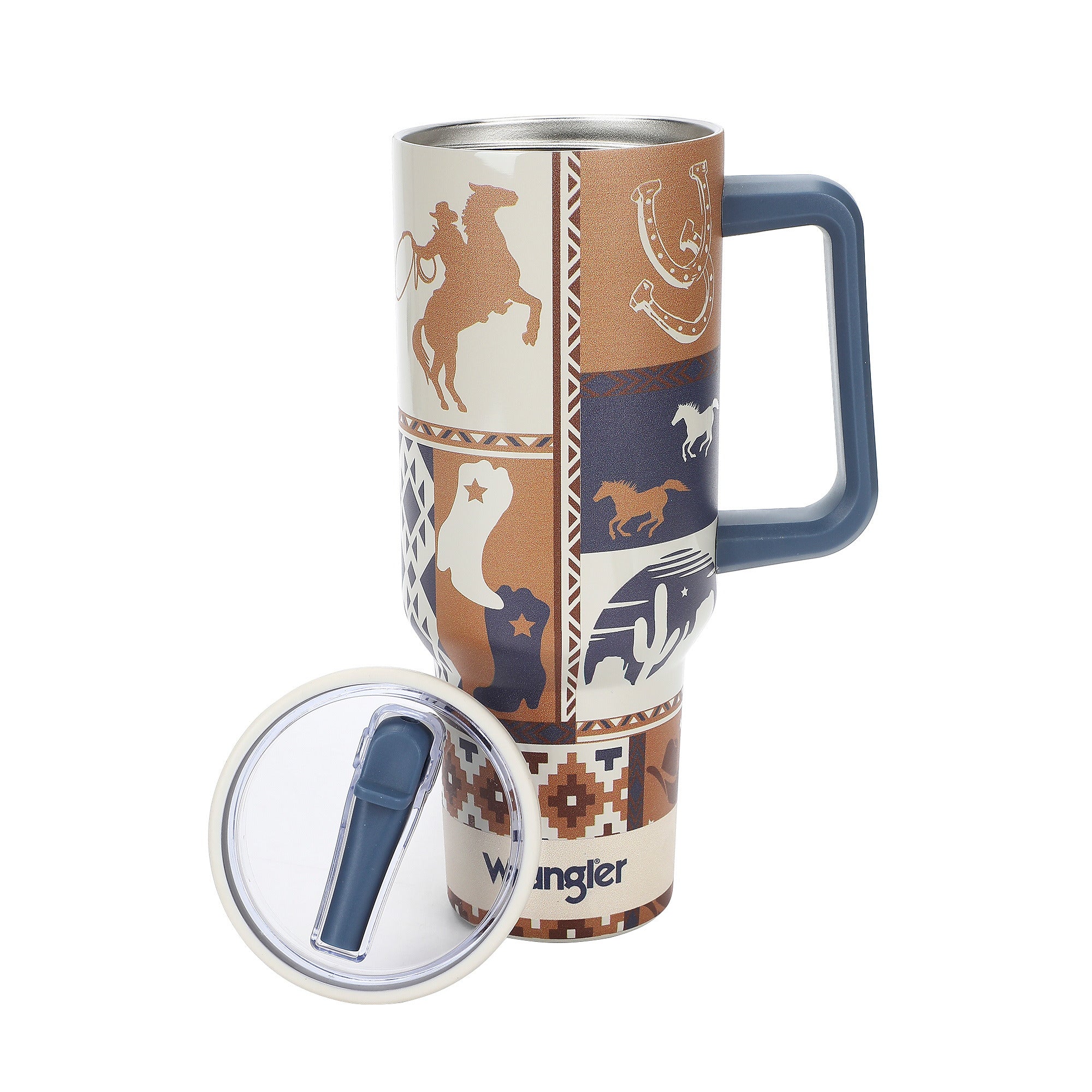 Wrangler Cowboy Boots & Cactus White 40 Oz Stainless Steel Water Bottle