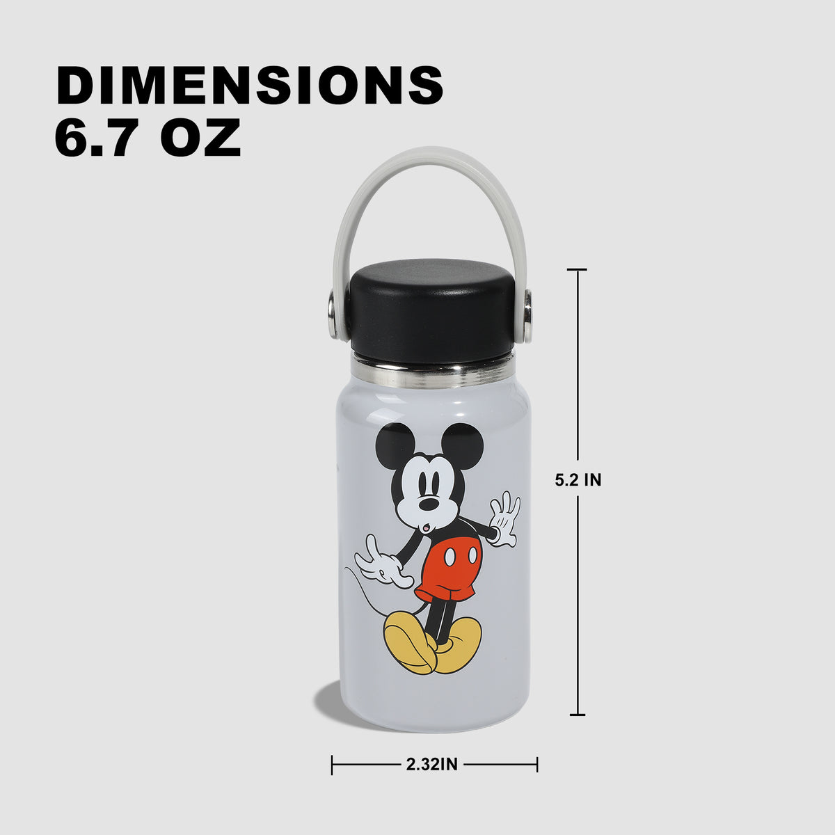 Mickey Mouse Classic Grey Mini Hydra Water Bottle 6.7 oz