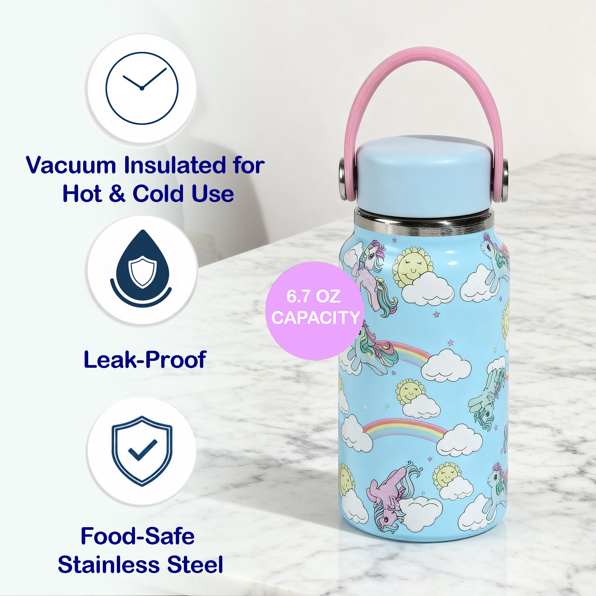 My Little Pony Retro Blue Stainless Steel 6.7 Oz Mini Water Bottle