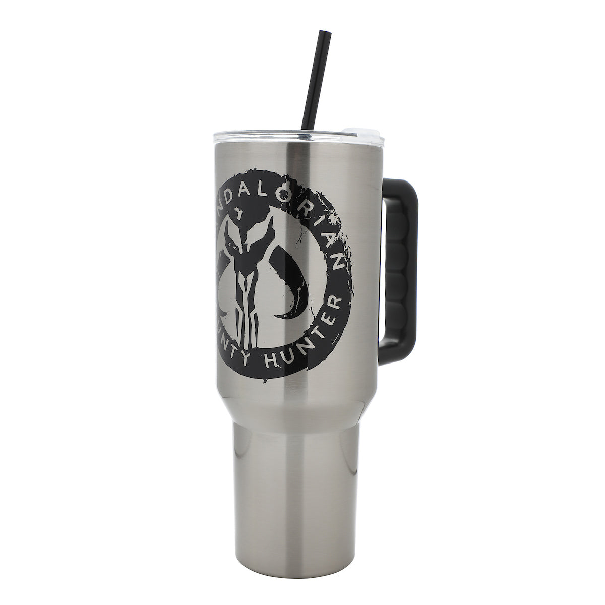 Star Wars Mandalorian Mythosaur Skull 40 Oz Silver Stainless Steel Tumbler with Leak-Proof Lid & Easy Carry Handle Vacuum Insulated for Travel or Home