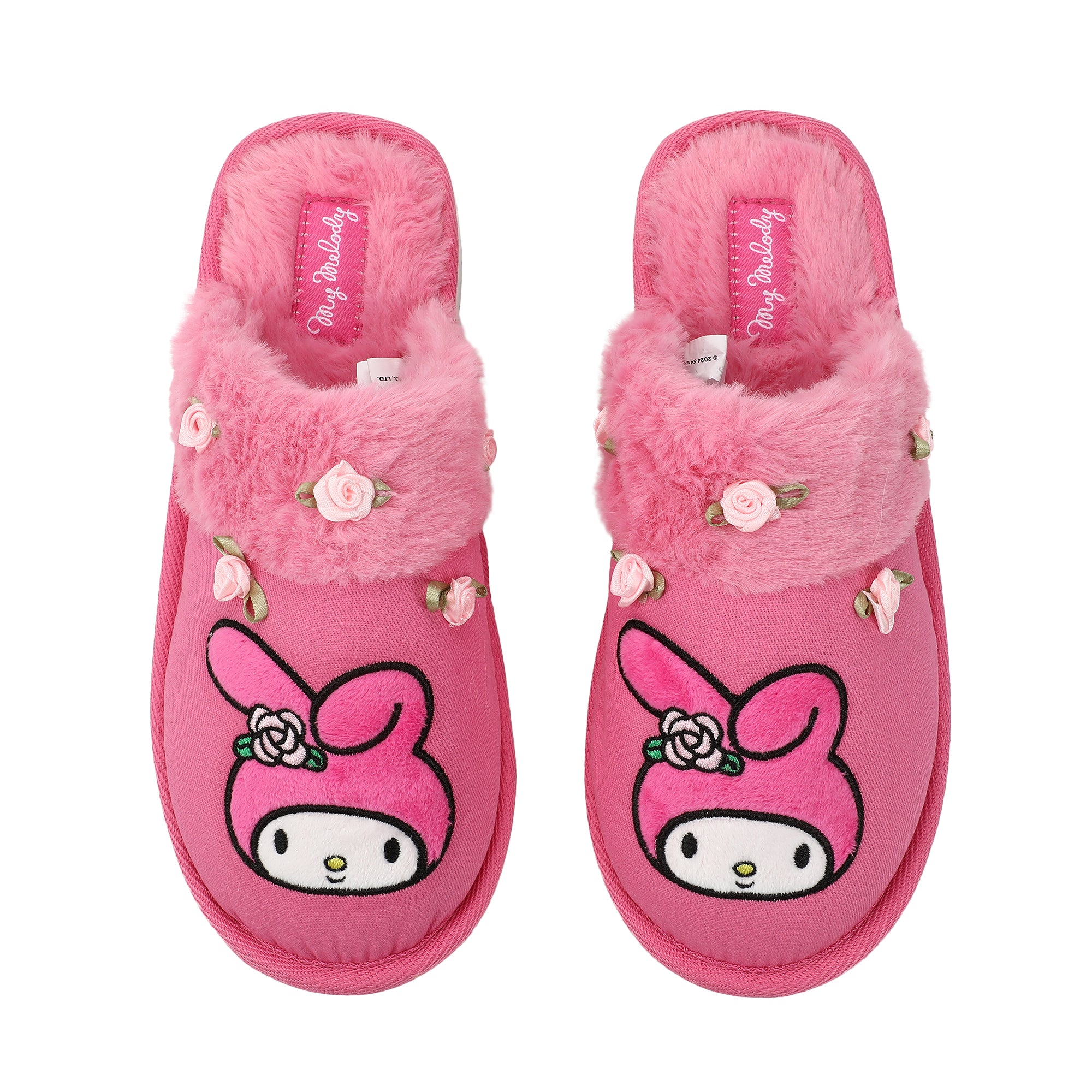 My Melody Character & Roses Women's Pink Denim Mules