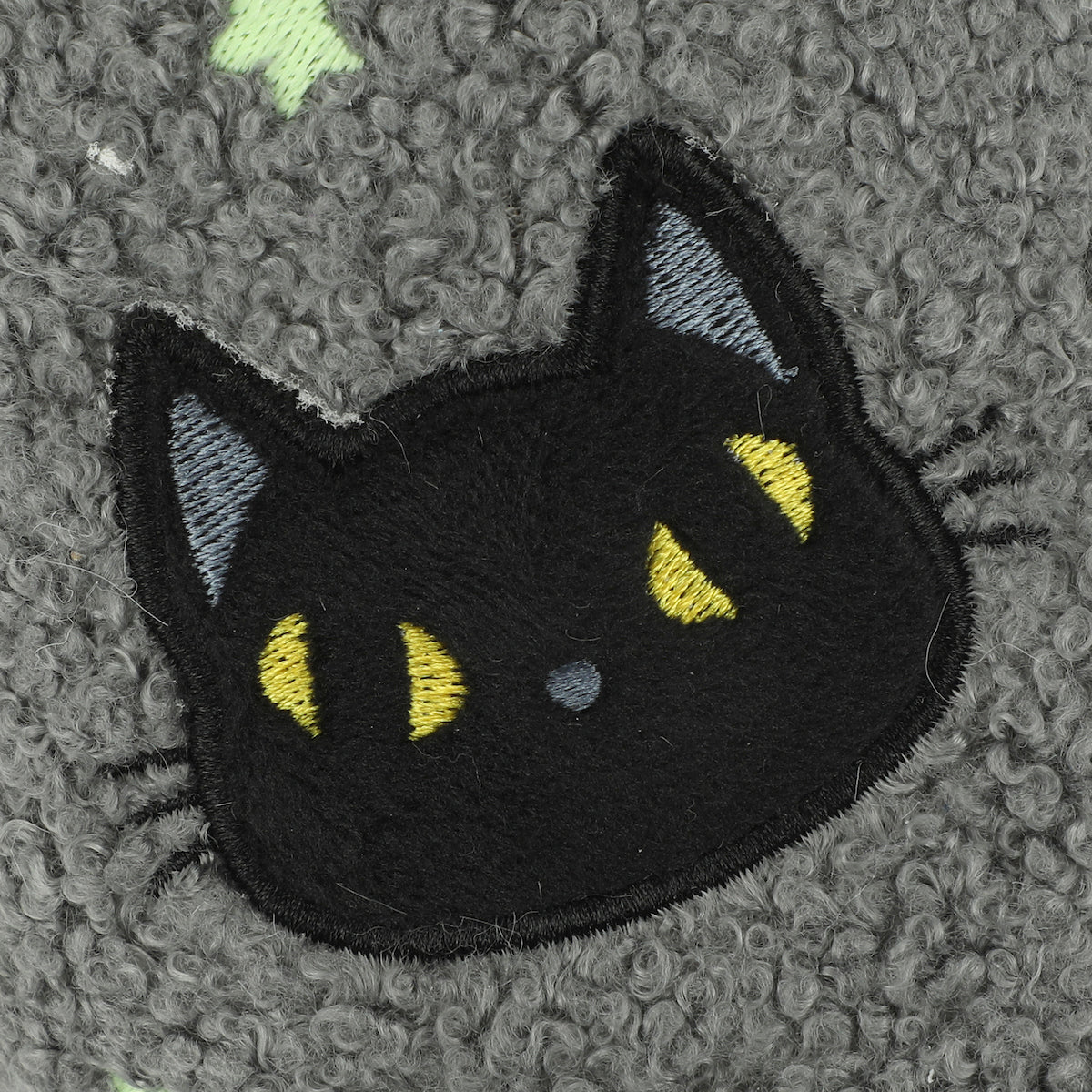 Halloween Black Cat Glow Moon & Stars Adult Gray Scuff Slippers