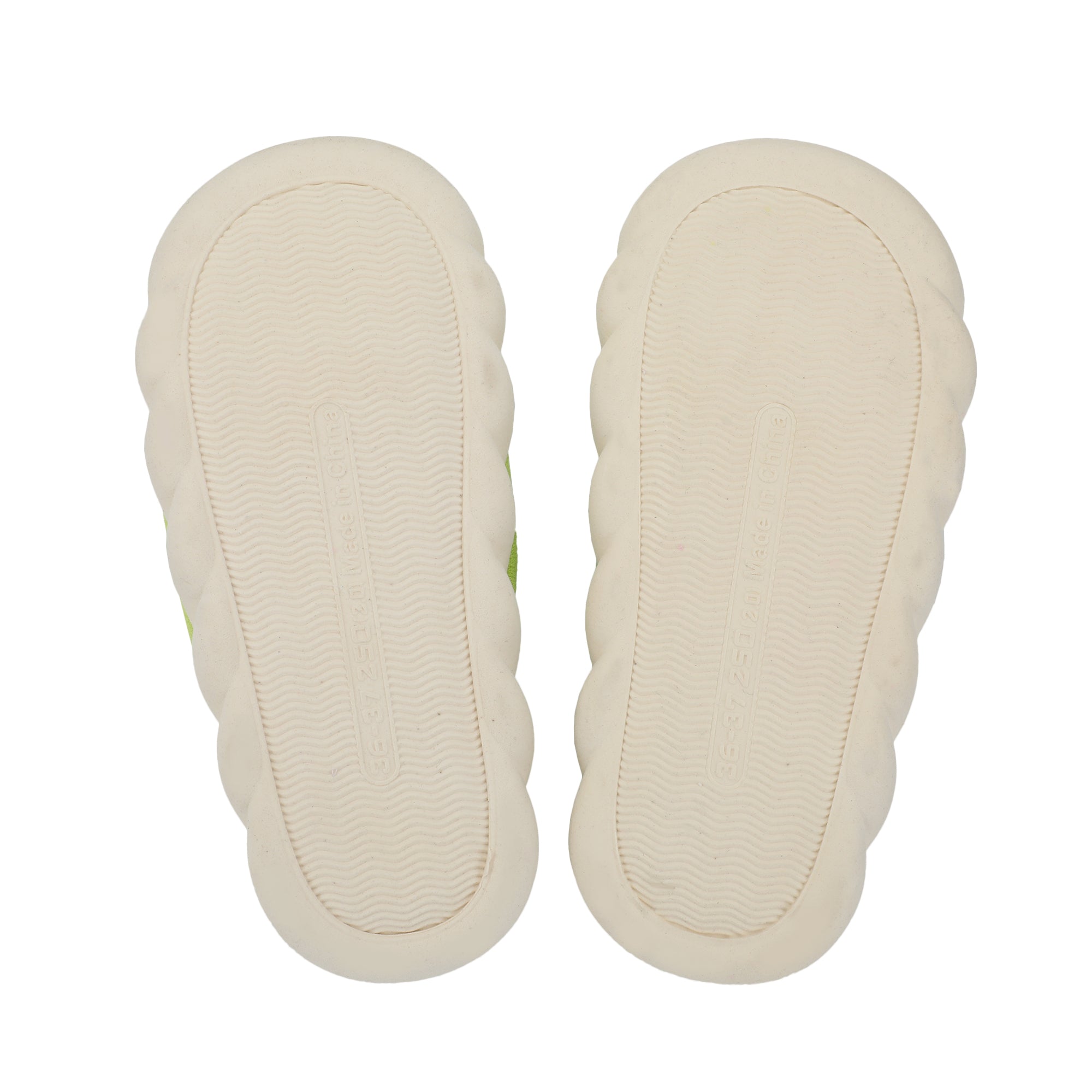 Keroppi 3D Character Face Art Women's Green & White Plaid Open-Toed Slide Slippers