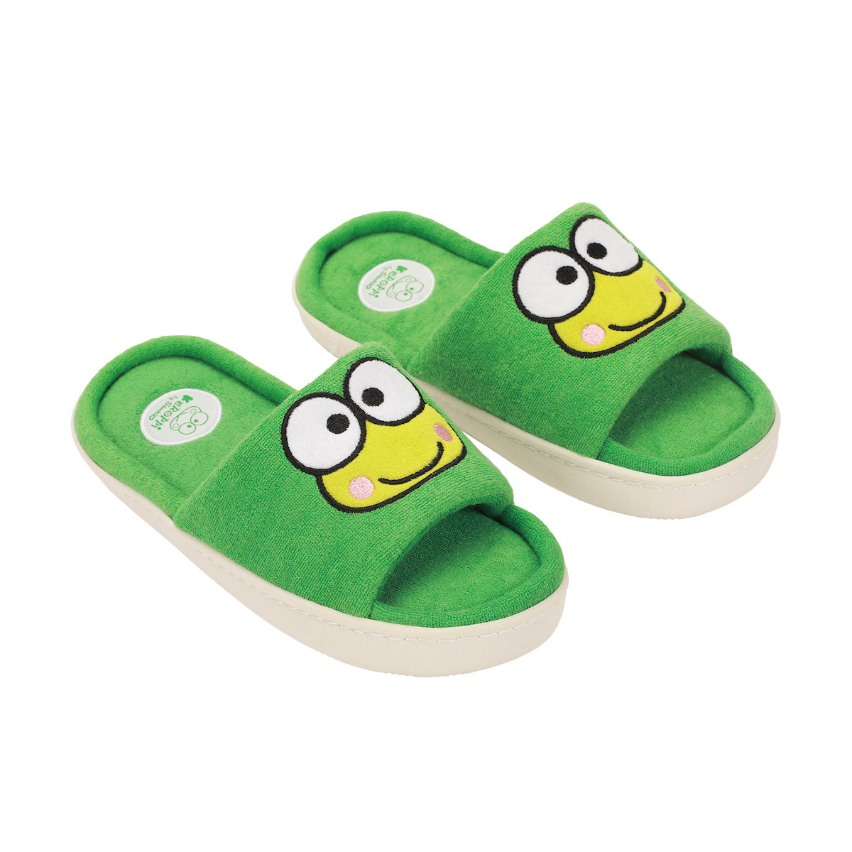 Keroppi Character Head Patch Women's Green Open Toed Slipper
